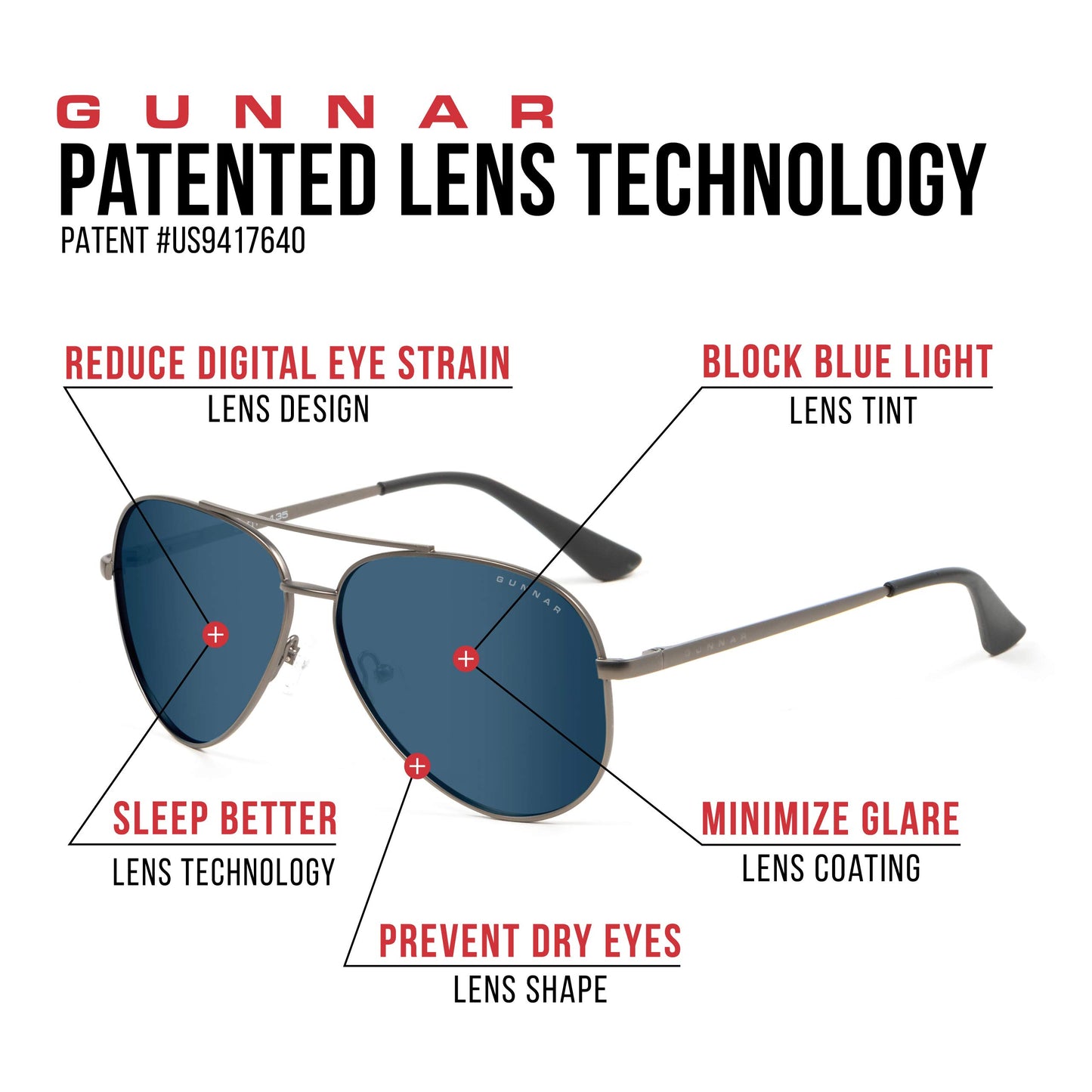 GUNNAR - Premium Gaming and Computer Glasses - Blocks 35-98% Blue Light - Maverick, Gunmetal, Sun Tint