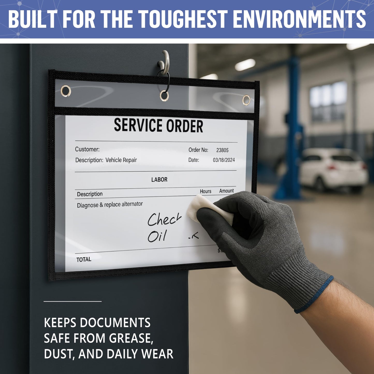 30 Pack Horizontal Job Ticket Holders 8.5x11 - Landscape Shop Ticket Holders 8 1/2 x 11 - Work Order Plastic Sleeves for Documents - Dry Erase Pocket Sleeve - Dry Erase Sleeves Clear Pocket Sleeve