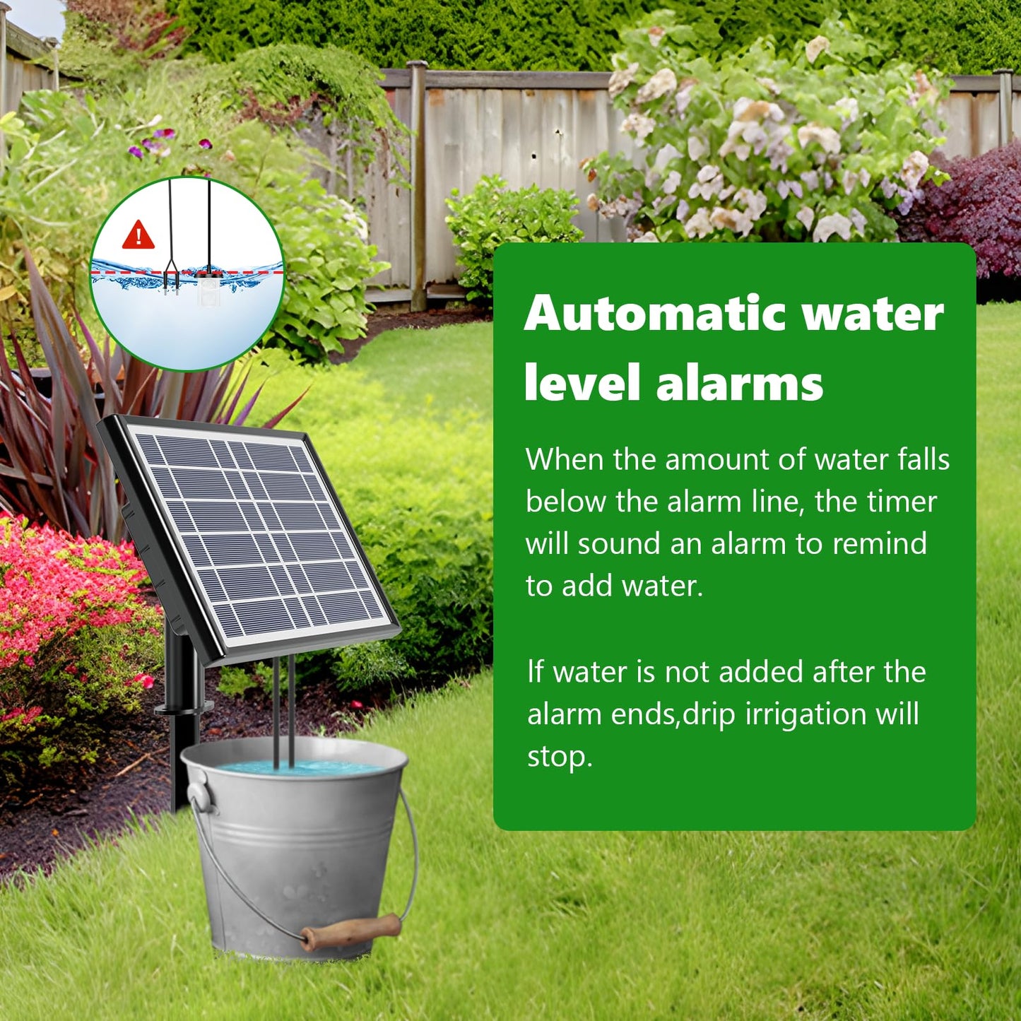 49FT Solar Drip Irrigation Kit with Digital Screen, Auto Watering Kit for 15 Pots, Solar-Powered Plant Watering,434 Timer Modes, 900ml/min Flow Indoor/Outdoor Garden, Balcony & Patio Irrigation System