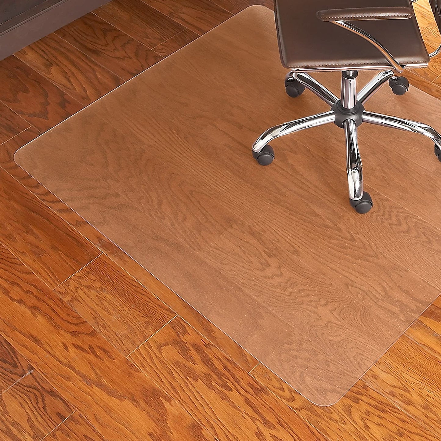 Staples Office Chair Mat, Clear Floor Mats, Hard Floors, Textured Underside, 60 x 46 Inch, Smooth Glide