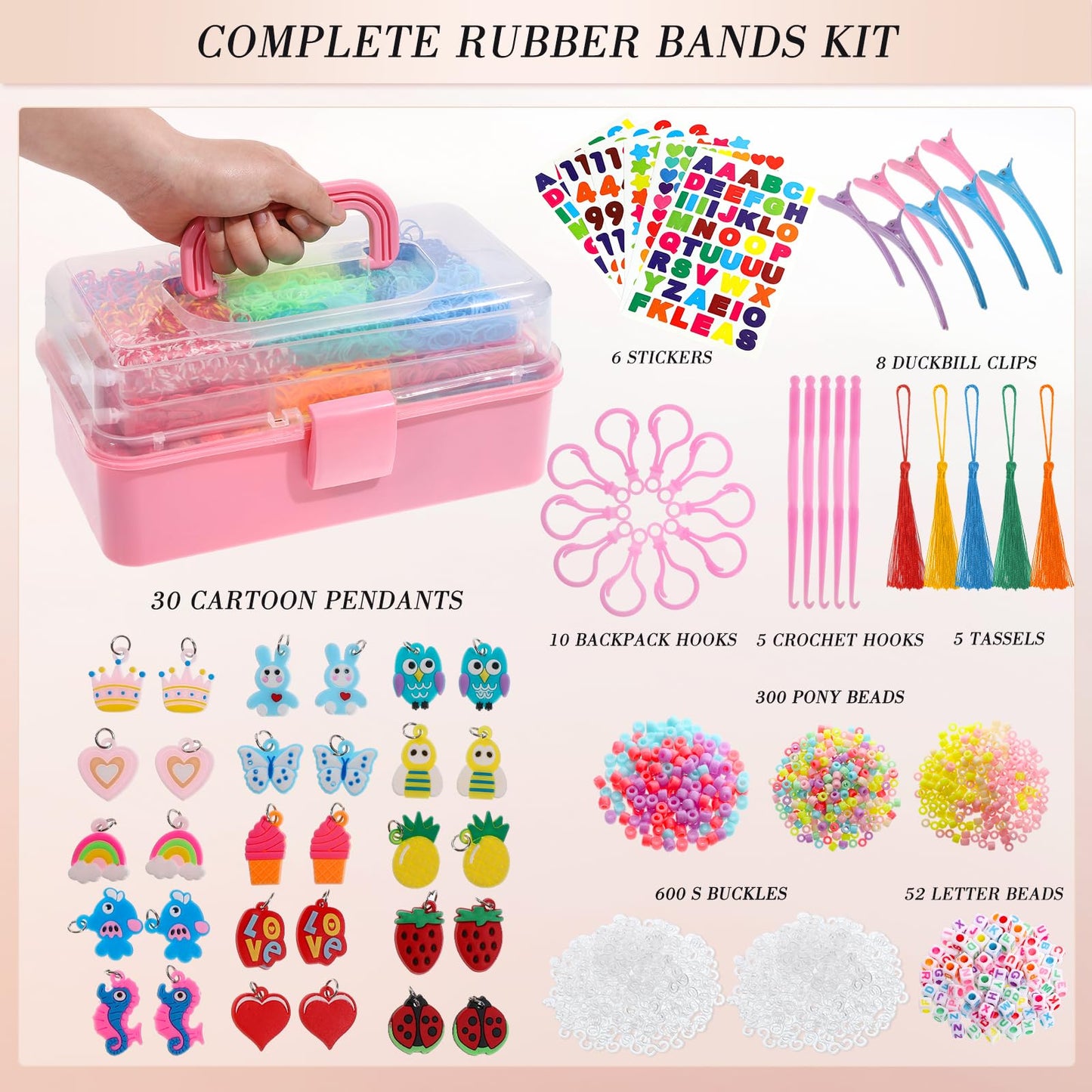 obeoby 17500+ Rubber Band Bracelet Kit with 3 Layer Transparent Container, Bracelet Kit Making Refill Kit Gifts for Girls Daughter DIY Art Holiday