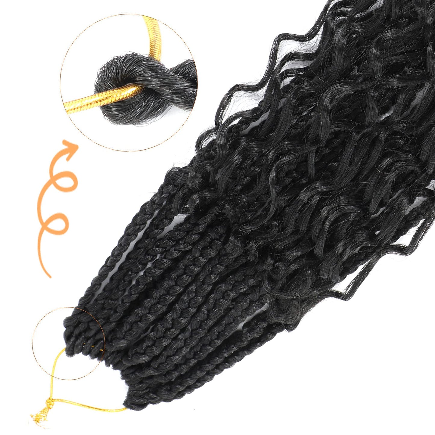 Ayana Goddess Box Braids Crochet Hair 18 Inch 3X Bohomian Crochet Braids Box Braids Crochet Box Braids Curly Ends Synthetic Crochet Braids Hair Extensions For Women (18 Inch-7Pack, 1B)