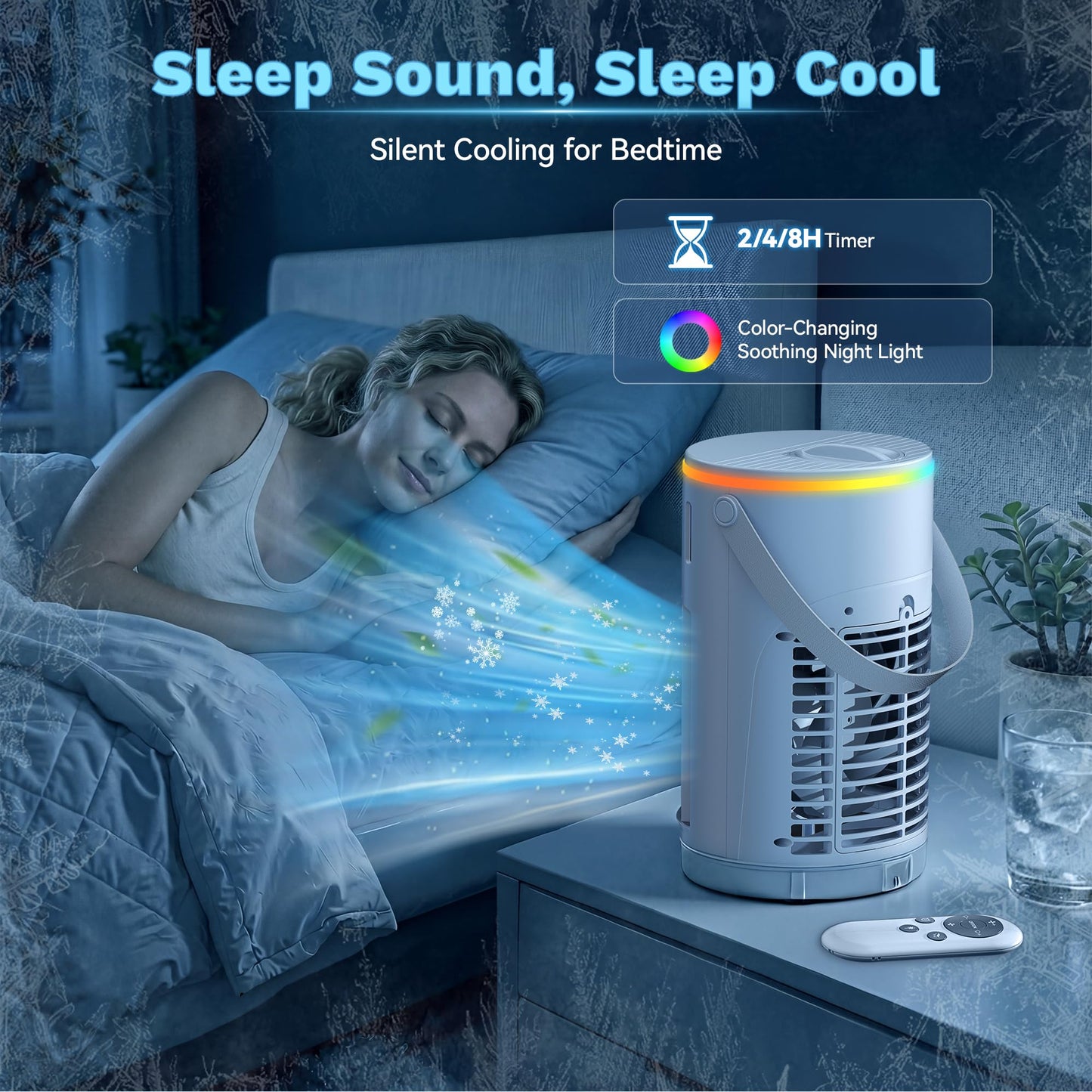 Portable Air Conditioners, AC Fan Mini Evaporative Air Cooler 1200ML with Ice Cooling Mist Personal Air Conditioner Quiet for Bedroom, Home Office Desk, Nightstand