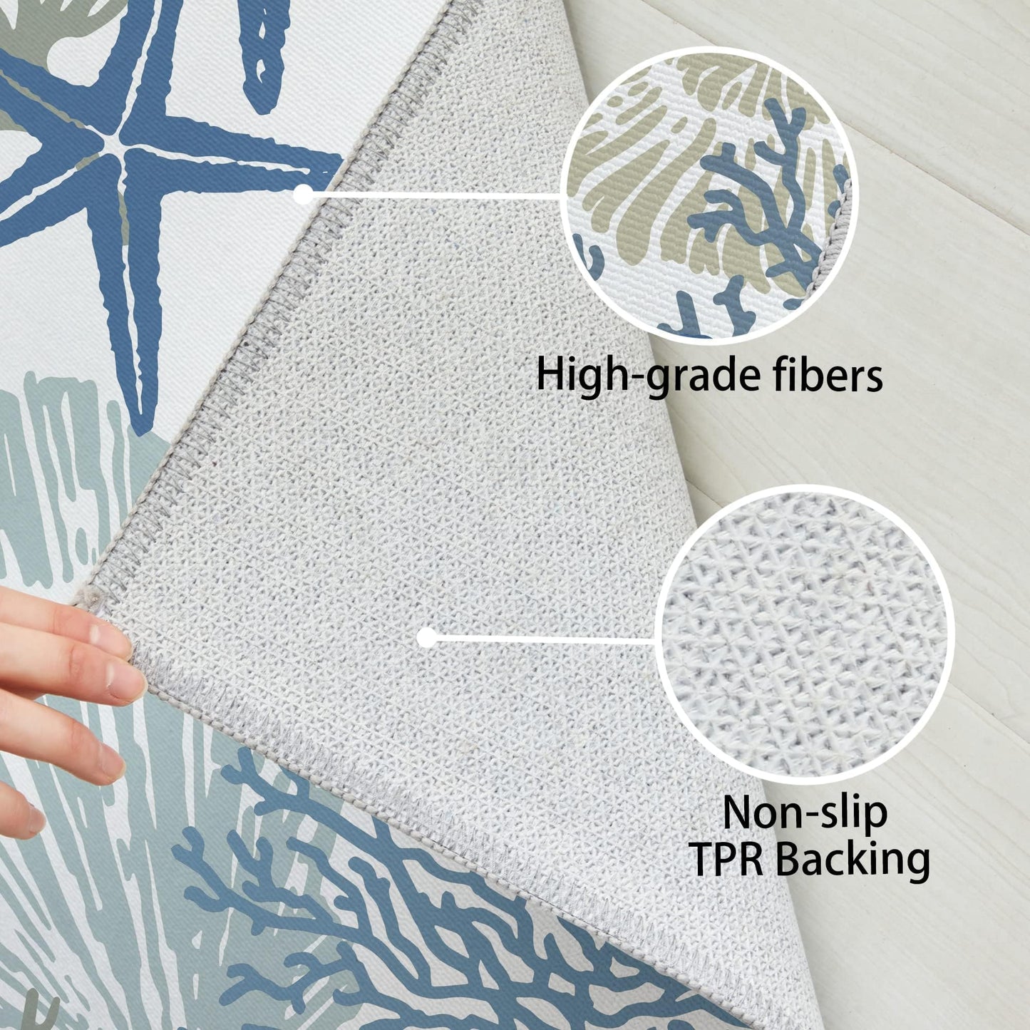 Tritard Coastal Area Rugs Nautical Beach Themed Non-Slip Machine Washable Rugs Modern Floor Carpet for Living Room Bedroom, 4x6, Blue