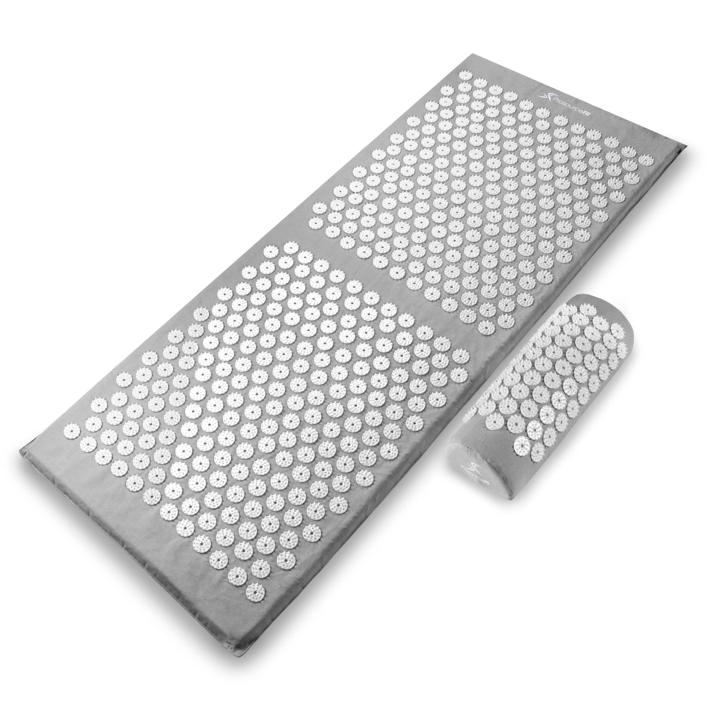 ProsourceFit Acupressure Mat and Pillow Set for Back/Neck Pain Relief and Muscle Relaxation, XL - Grey/White
