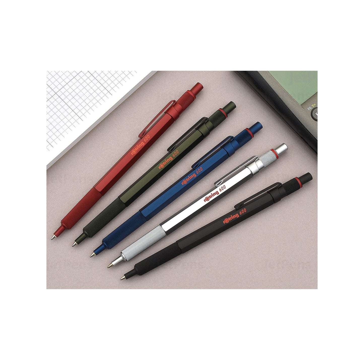 Rotring 600 Ballpoint Pen, Medium Point, Black Ink, Silver Metal Barrel, Refillable, 1 Count