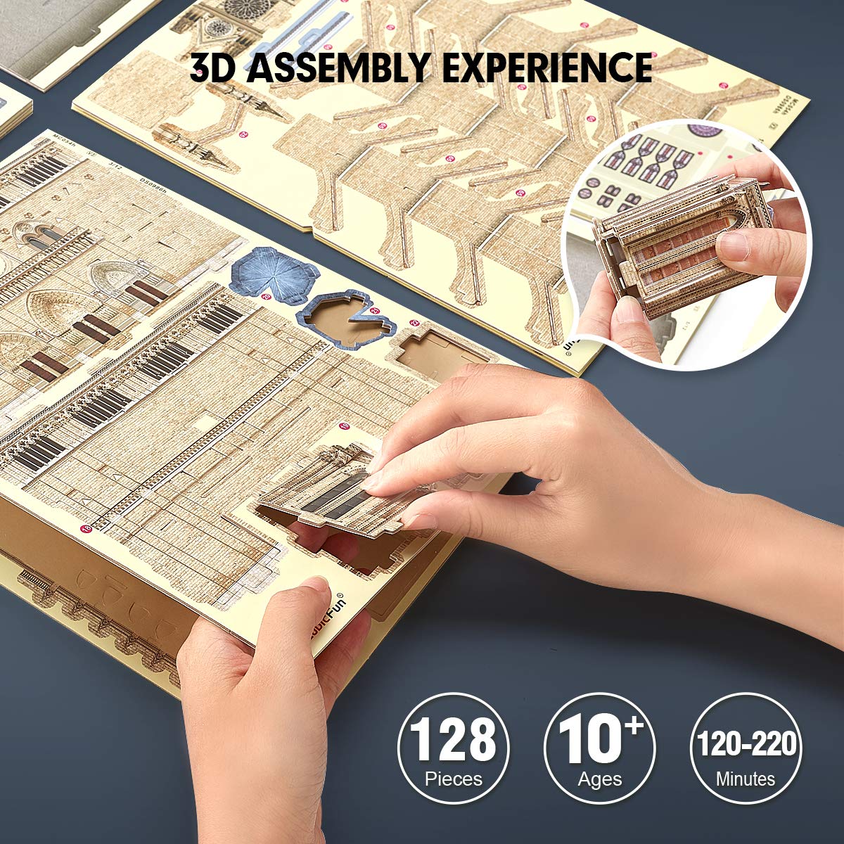 CubicFun 3D Puzzle for Adults Kids Notre Dame de Paris France Architecture Model Kits, Gifts for Boys Girls Adults, 128 Pieces