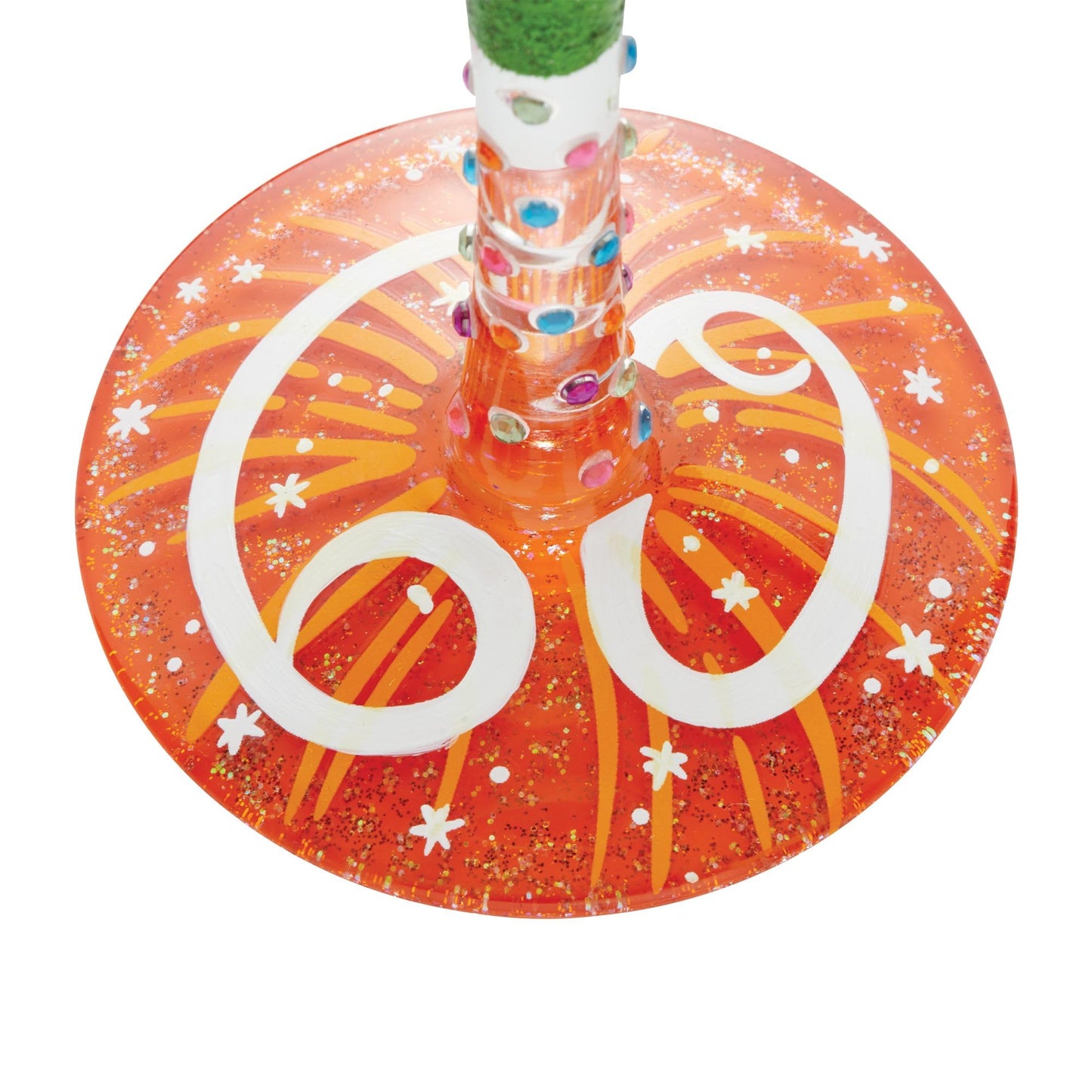 Enesco Designs by Lolita Happy 60th Birthday Hand-Painted Artisan Wine Glass, 15 Ounce, Multicolor