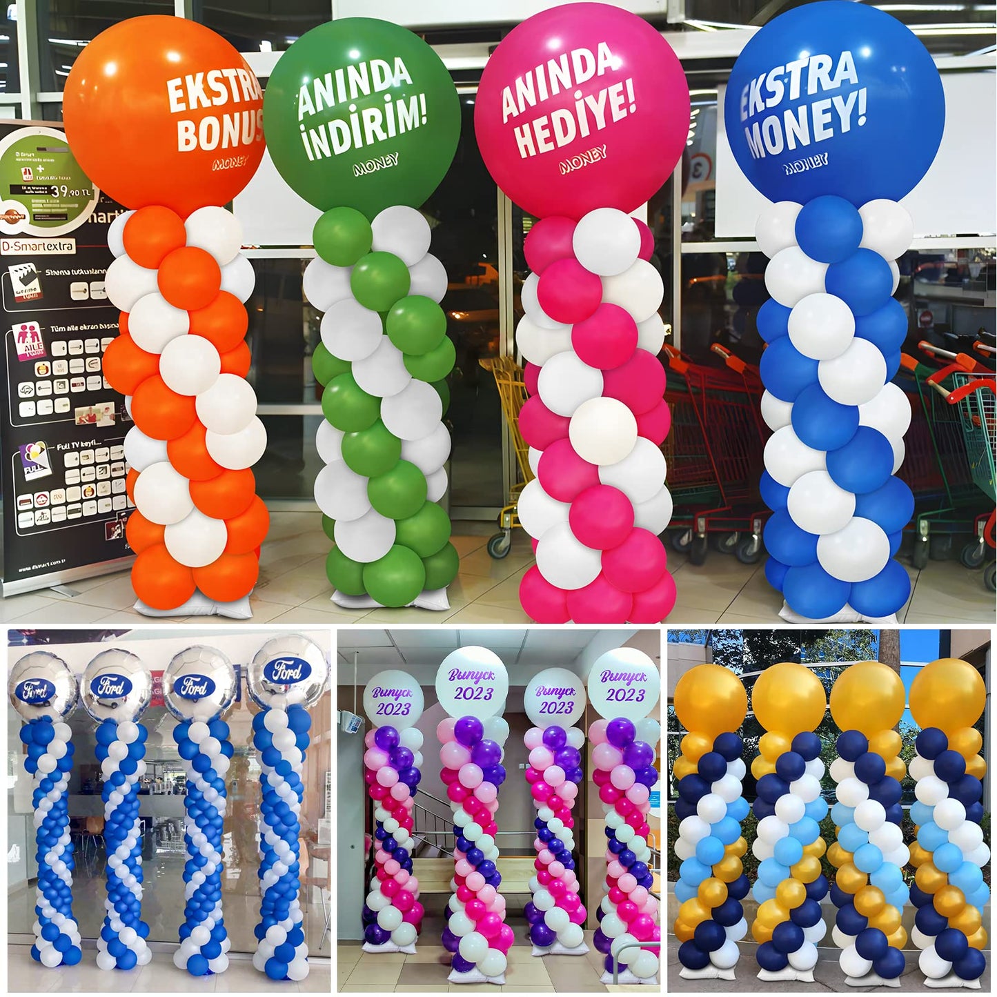 Toosci 4 Sets Metal Balloon Column Stand and Electric Balloon Pump, Adjustable 9 Feet Balloon Stands for Floor, Balloon Column kit for Baby Shower Graduation Wedding Birthday Party