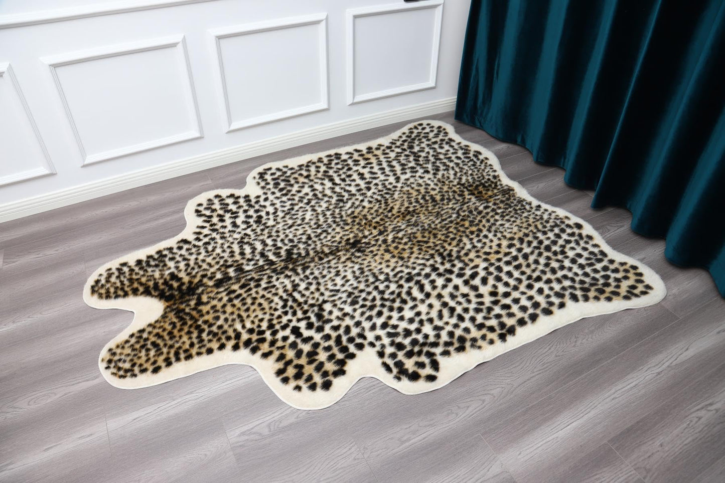 Huichenxing2021FURSTORE Faux Cheetah Area Rug Animals Printed Hide Mats Leopard Faux Hide Area Rug 5.2ft x 6.5ft / 63 x 78.7inch / 160 x 200cm