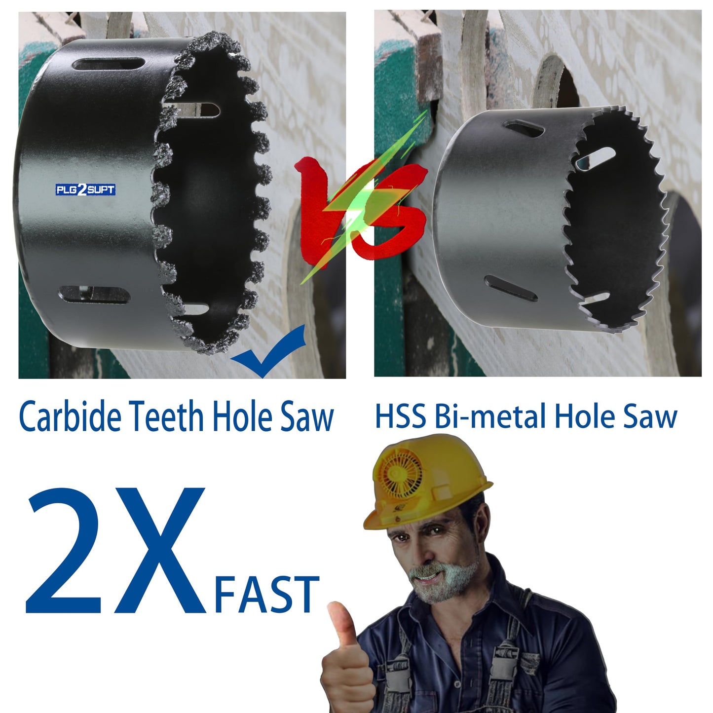 PLG2SUPT 6 inch Carbide Grit Hole Saw Cutter for Hardy Plank Air Brick Stucco Drywall Fiber Cement siding Backer Board Plasterboard