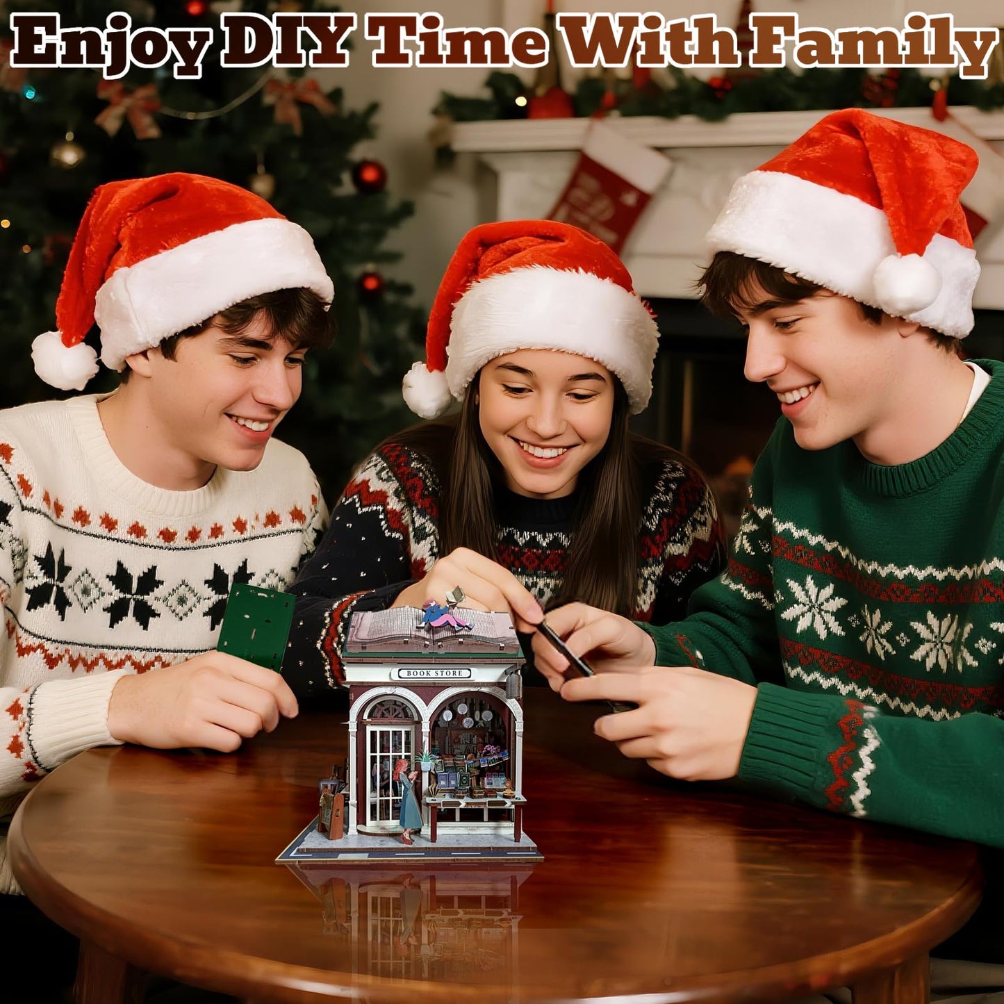 3D Wooden Puzzles for Adults, DIY Wooden Tiny House Building Set Crafts for Adults, Bookstore(148 Pcs)