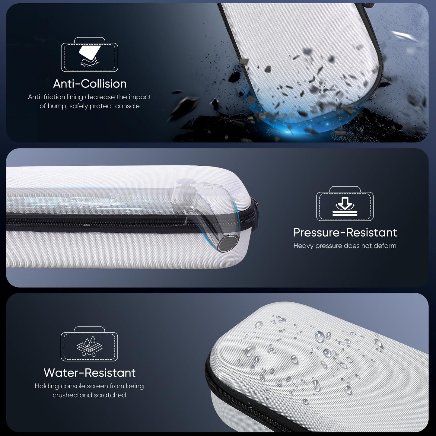 KOVA 10 in 1 Accessories Kit for Playstation Portal, Carrying Case & TPU Skin Cover with Kickstand for PS5 Portal Console, Travel Shell with 2* Screen Protector & 4* Thumb Grip for PS Portal Handheld, White
