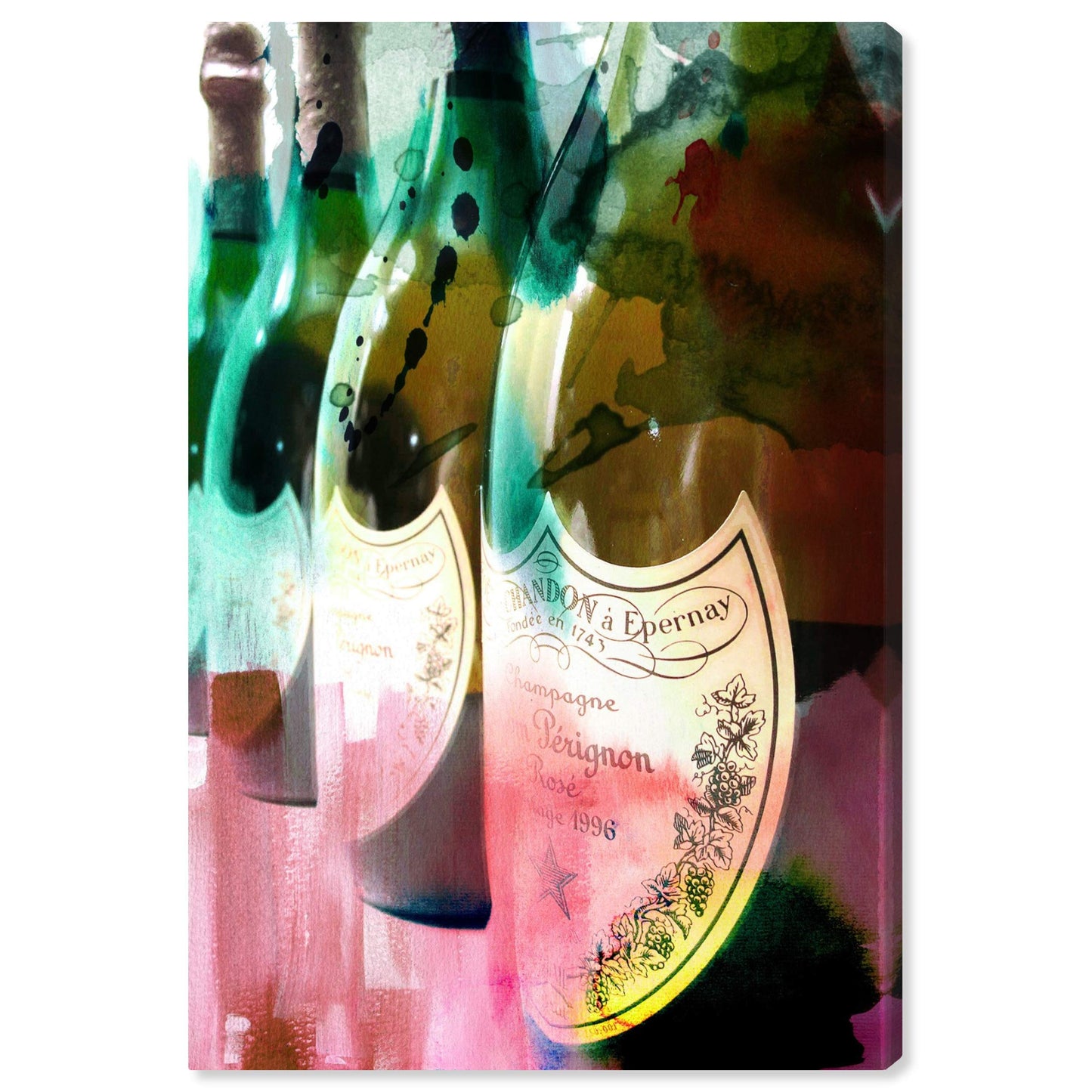 The Oliver Gal Artist Co. Drinks and Spirits Wall Art Canvas Prints 'Champagne Feast' Home Décor 16" x 24" Pink, Green