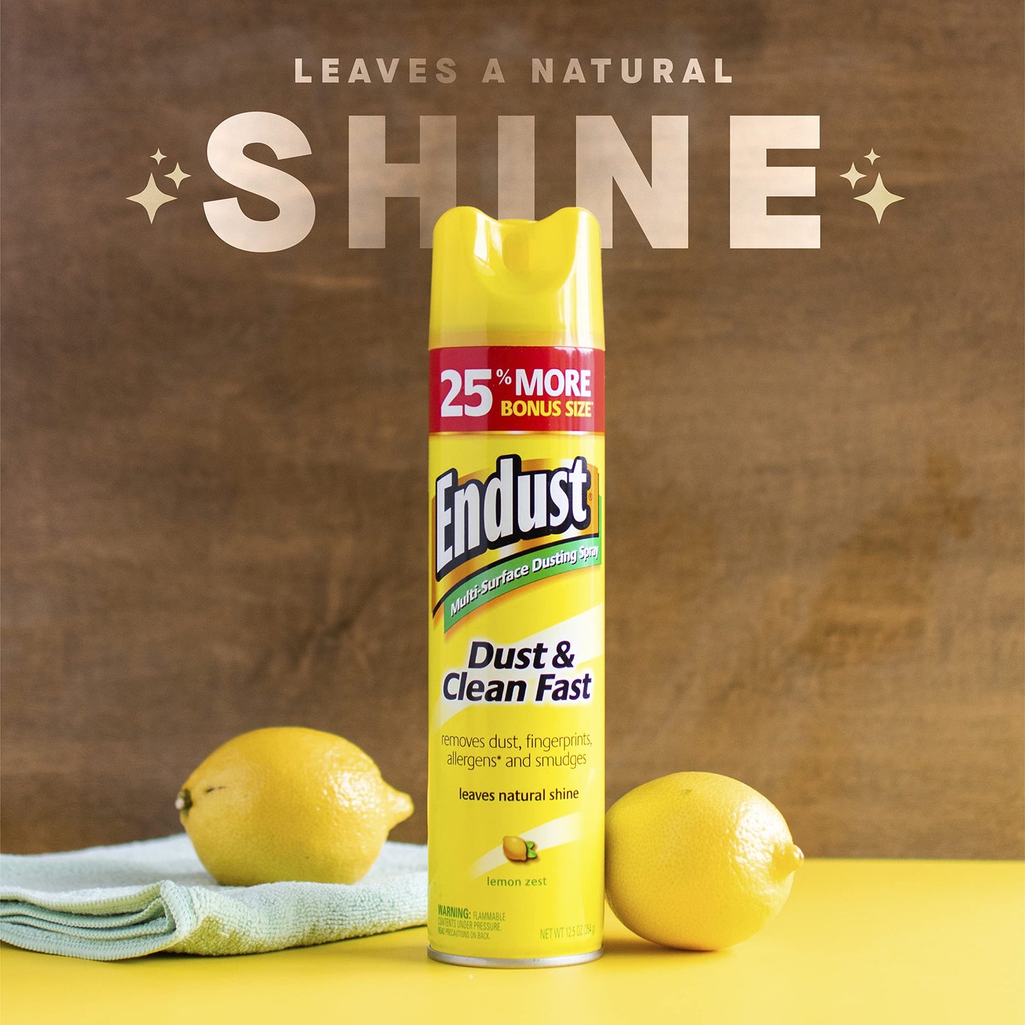 Endust Lemon Zest Multi-Surface Dusting and Cleaning Spray, Lemon Zest, 6-Pack