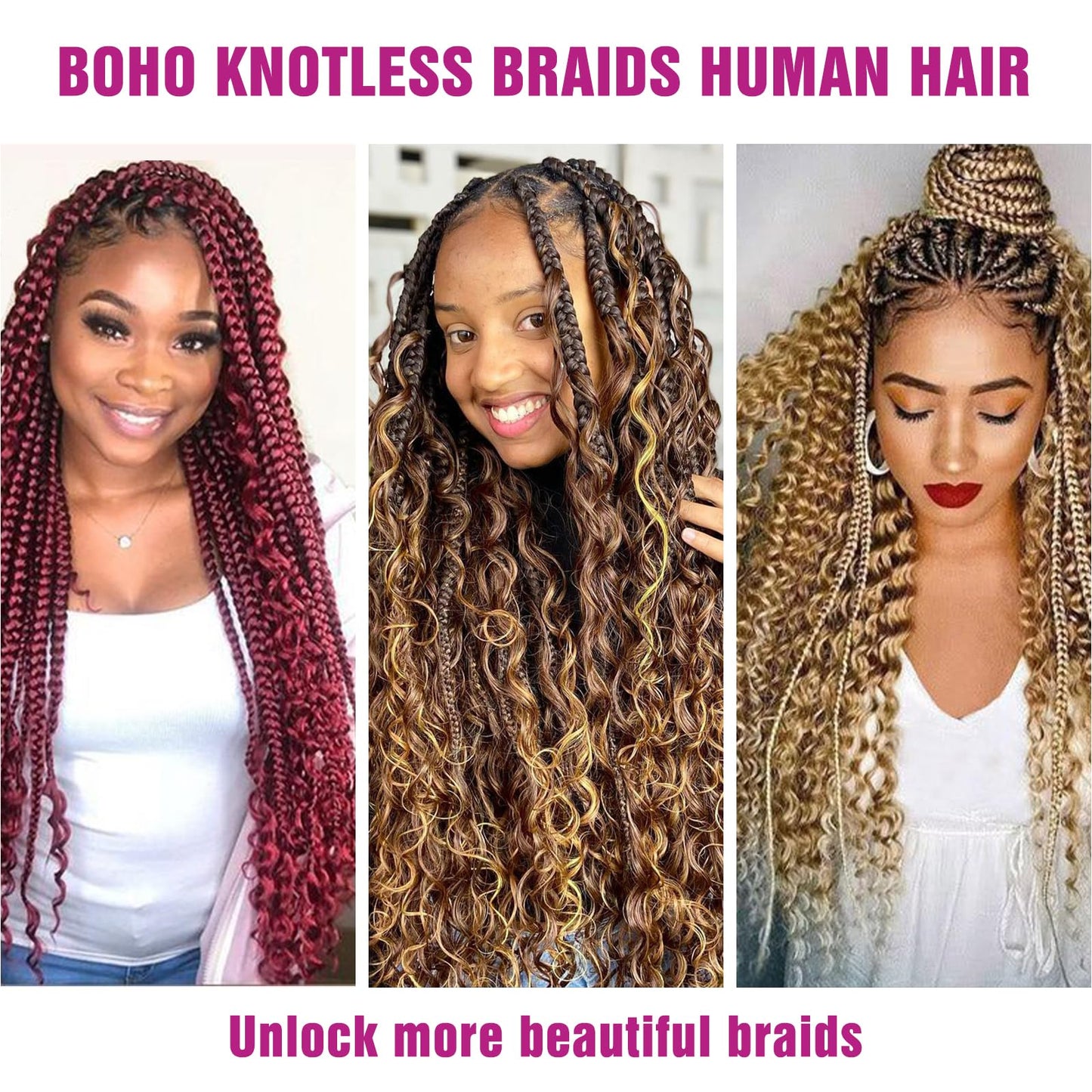 Honey Human Braiding Hair Deep Wave Bulk,27# Color No Weft Curly Braiding Hair Extensions for Boho Braids Wet and Wavy Braiding Human Hair Bundles(20inch,#27,100g)