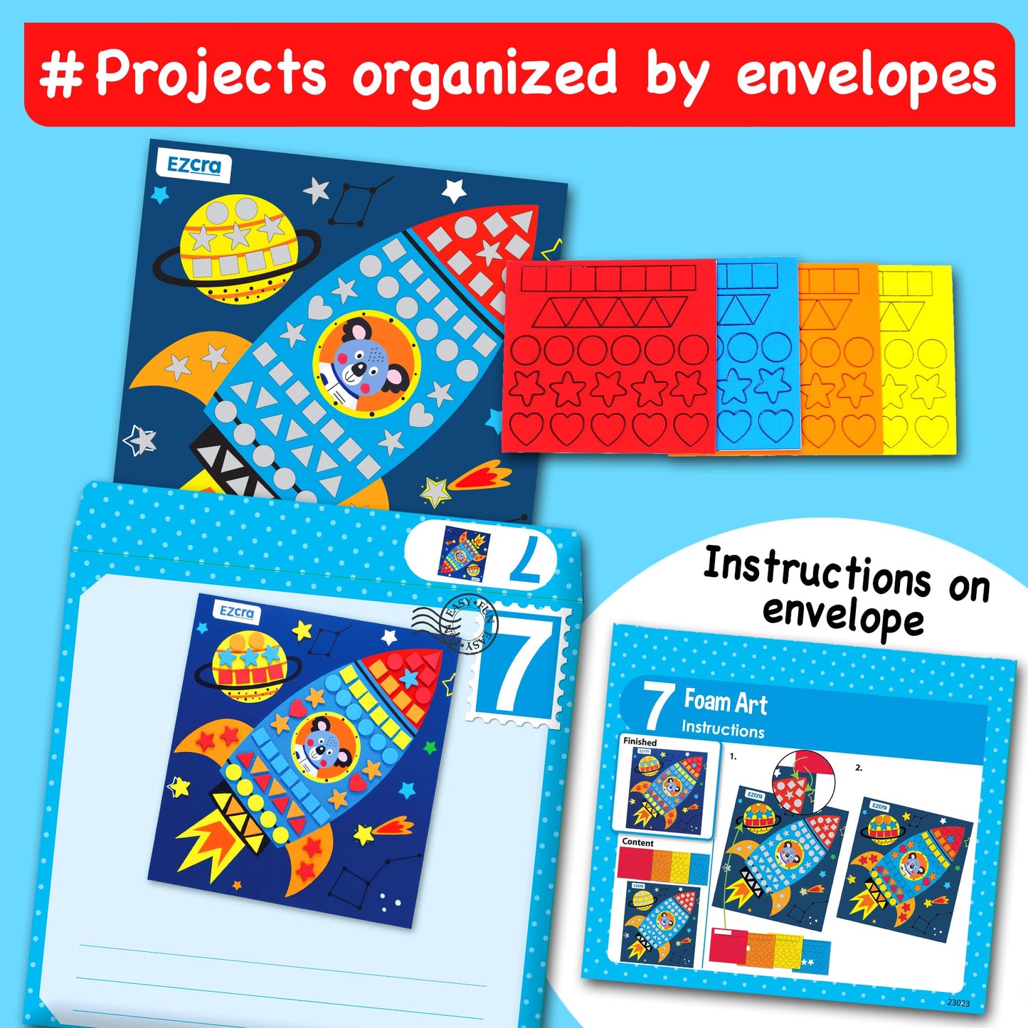 EZCRA Craft Box for Kids Ages 4-8 - 21 Projects in 1 - Arts and Crafts Kits - Complete Activity Set – No Mess Educational Preschool & Homeschool Art Projects - for Girls Boys