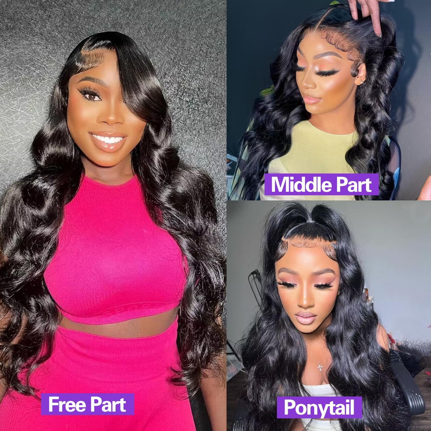 feiyunpanda 10A Brazilian Human Hair Body Wave Bundles (16 18 20) Unprocessed Virgin Human Hair Extensions Wet And Wavy Hair Body Wavy 100% Human Hair Can Be Dyed Natural Color