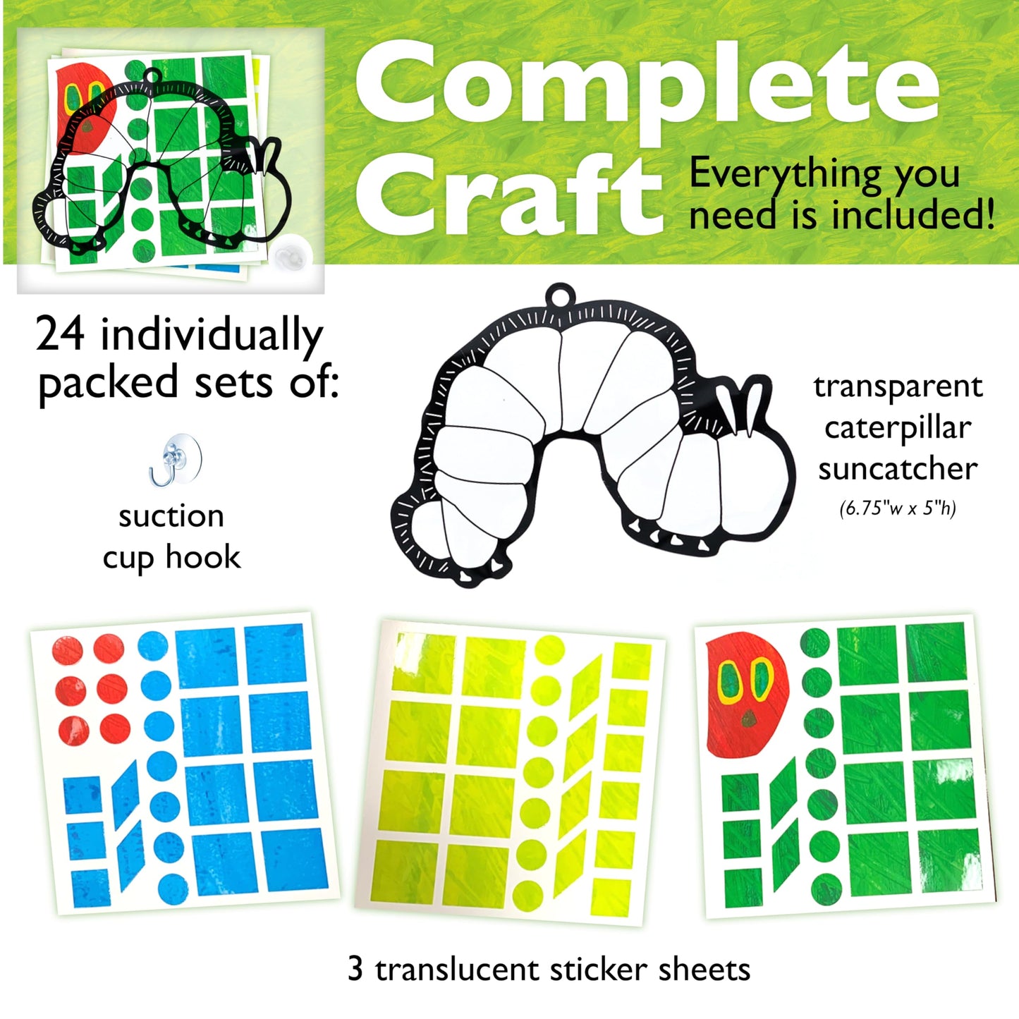 Creativity for Kids The Very Hungry Caterpillar Party Supplies: Sticker Suncatchers - 24 Birthday Party Favors, Toddler Party Favors for Kids Ages 3-5+, Kids Toys Bulk