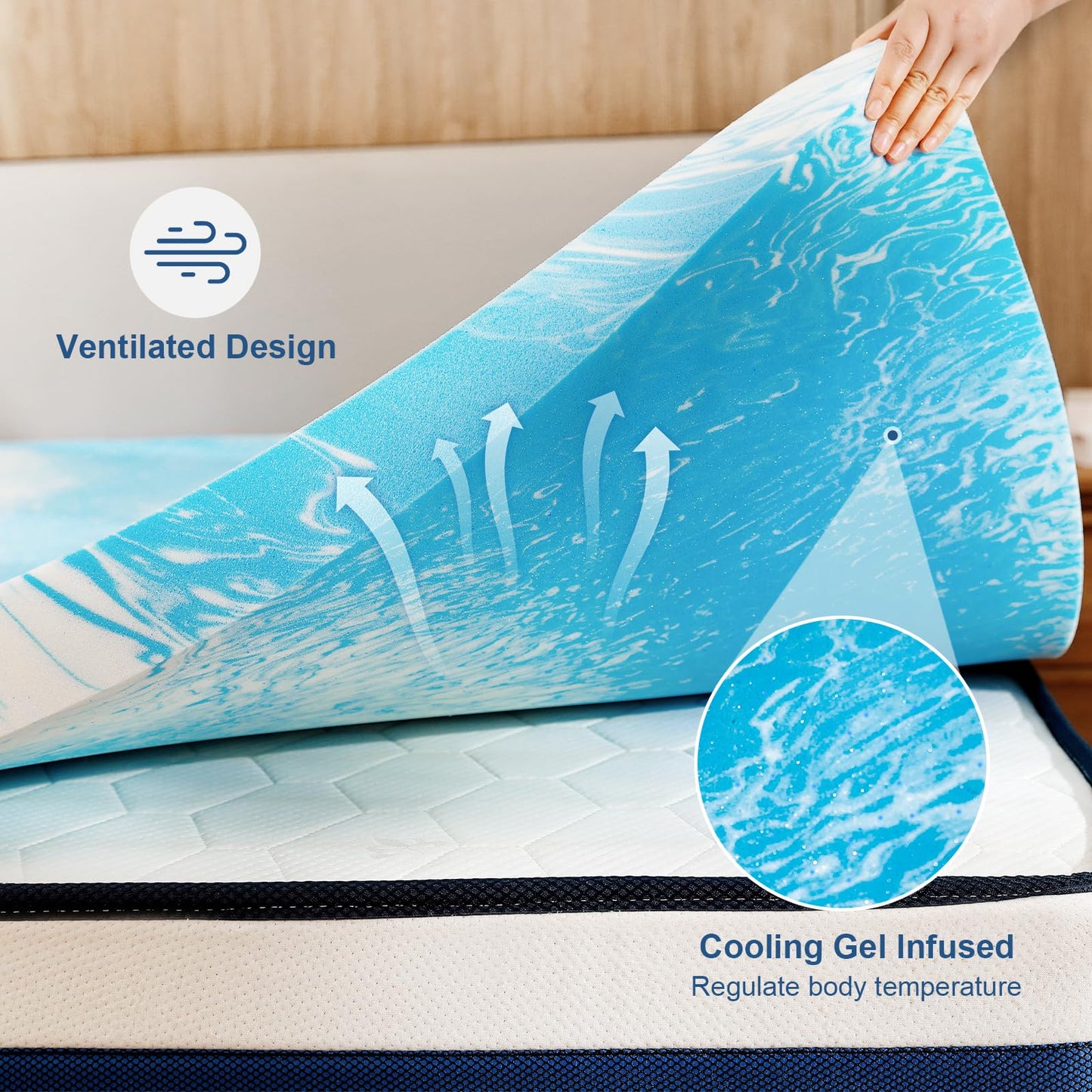 Bynex 2 Inch Gel Memory Foam Mattress Topper, Twin Size Cooling Bed Topper for Back Pain & Pressure Relief