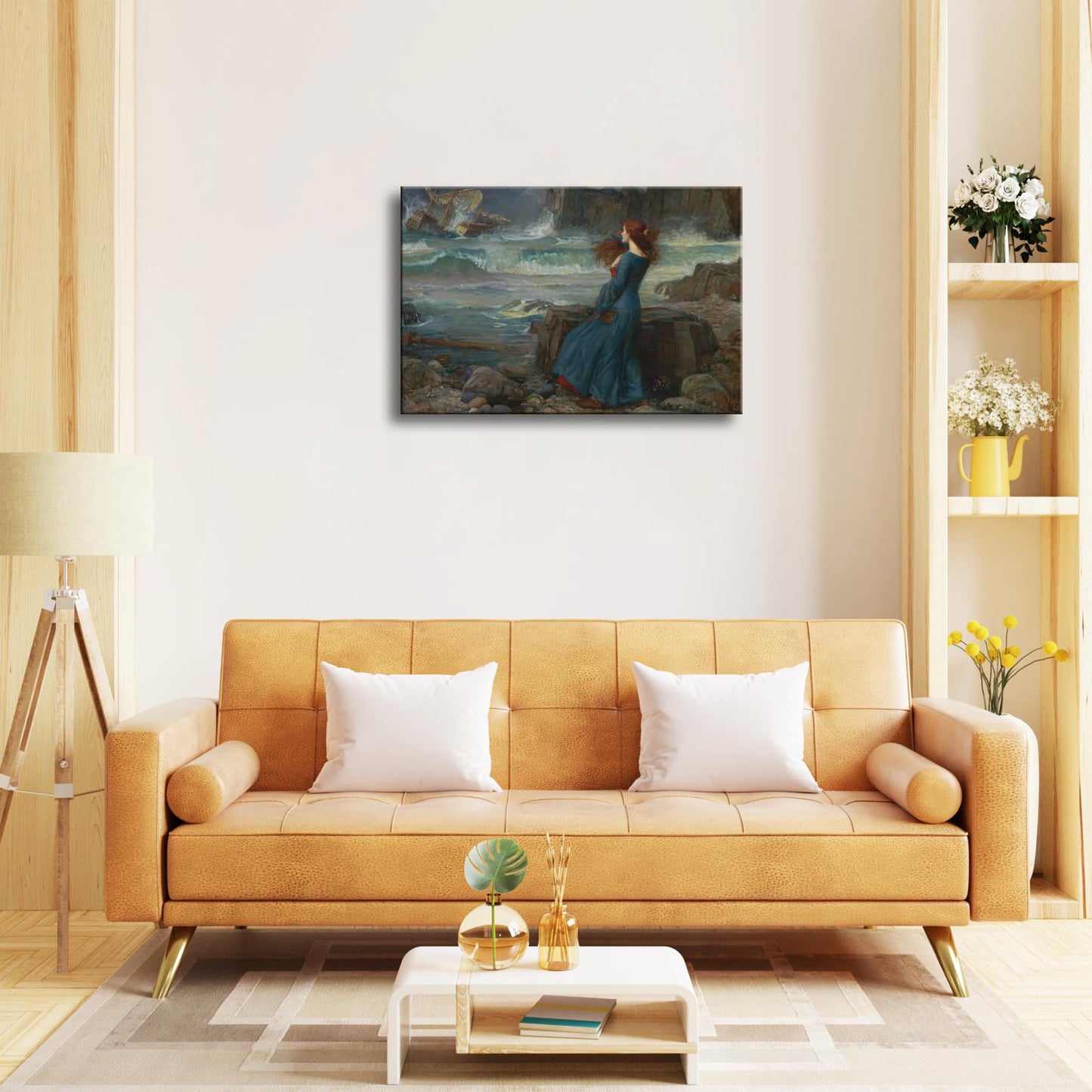Wieco Art Canvas Print Wall Art Miranda The Tempest 1916 by John William Waterhouse Classic Art Print Pre Raphaelites Wall Art Woman Portrait Artwork for Living Room Home Decorations
