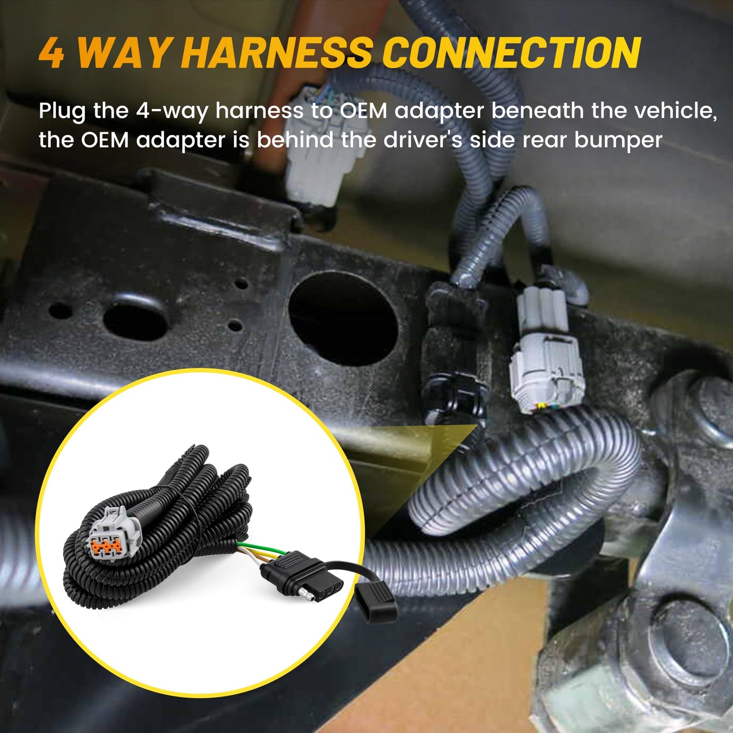 Oyviny Custom 4 Way Trailer Wiring Harness for 2005-2015 Nissan Xterra/05-25 Frontier/09-12 Suzuki Equator Without Factory Tow Package