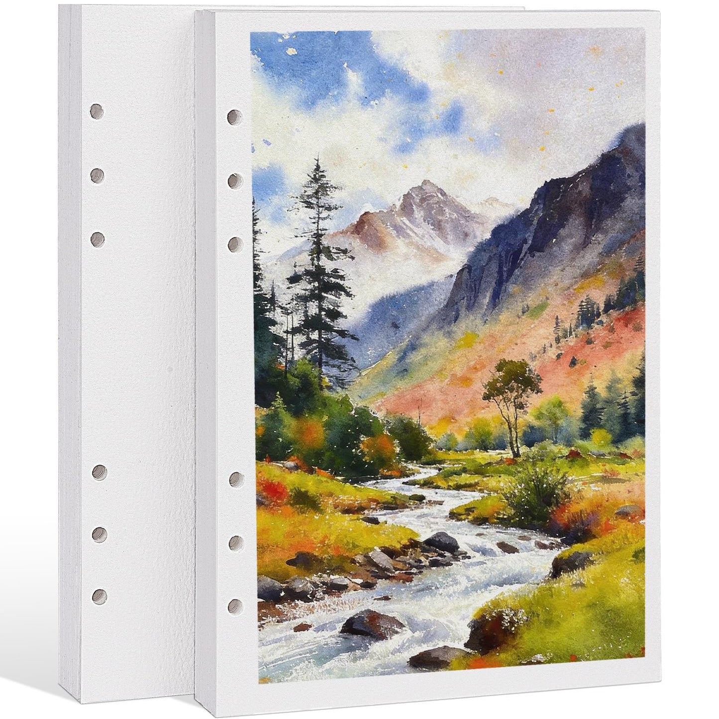 Watercolor Sketchbook Refill Paper A5,48 Sheets 100% Cotton, Hot Press 140lb 300GSM,8.3" x 5.8", Acid-Free Watercolor Paper Inserts,Consistent Texture Both Sides,for Mixed Media
