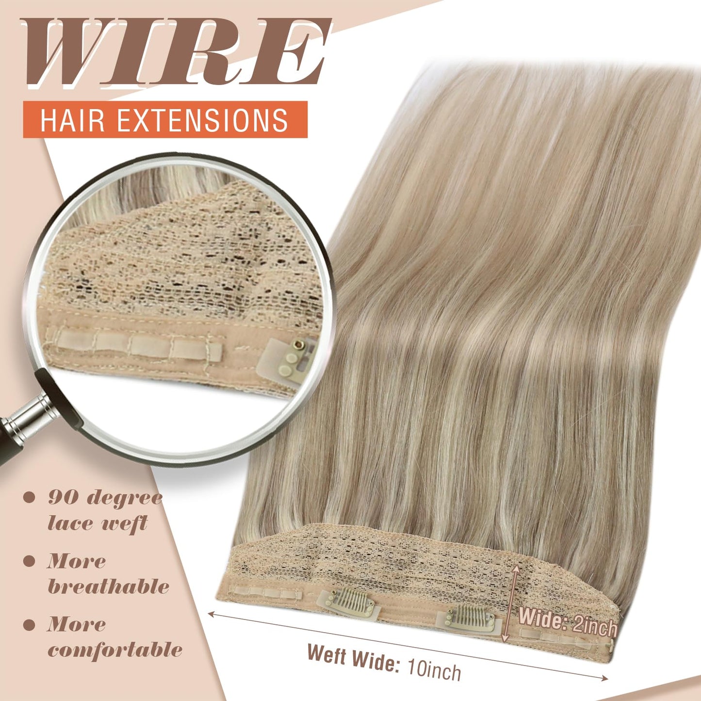 Sunny 80G Wire Hair Extensions Blonde Short Hair Extensions Secret Human Hair Wire Extensions Dark Ash Blonde Mix Golden Blonde Invisible Hair Extensions Clip ins Blonde Hair Extensions 12 inch