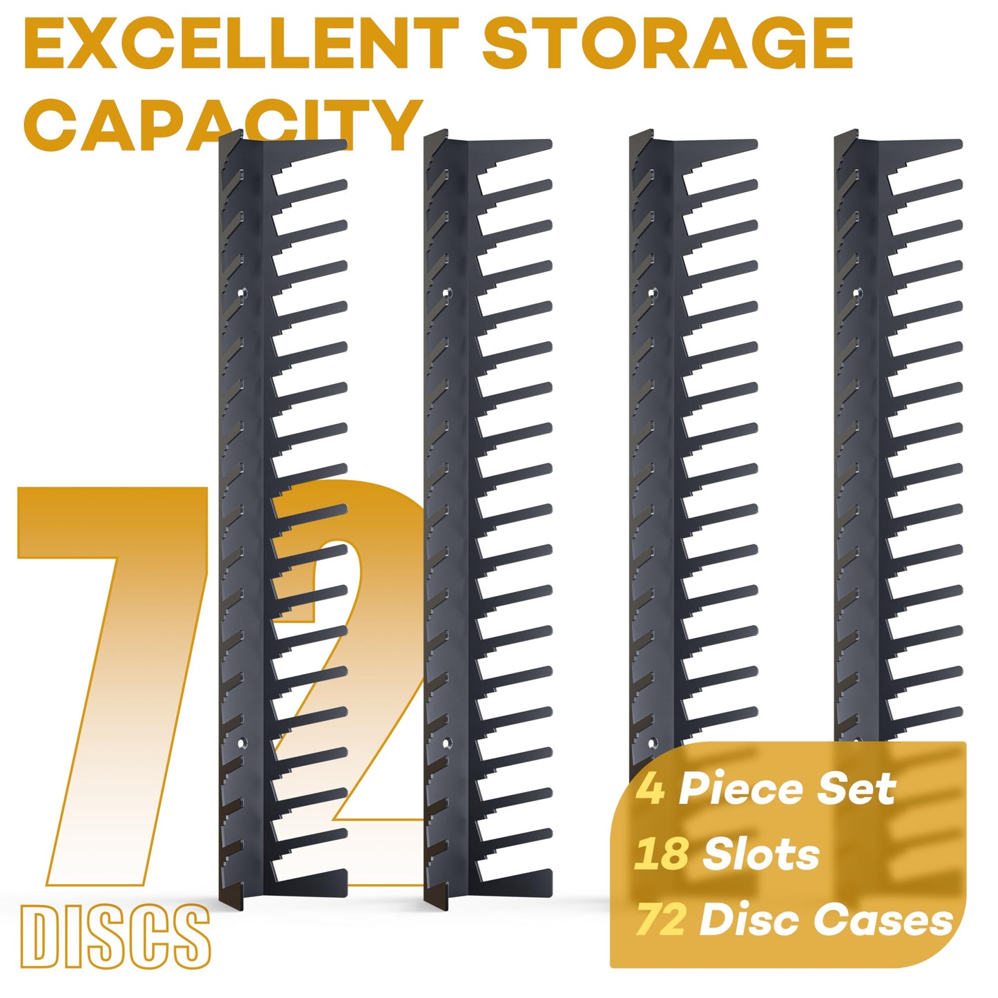 Funturbo Video Game Storage Wall Mount Game Case Holder, Metal Wall Mounted Media Storage Shelves for PS, Xbox, Switch Game Organizer (4-Pack)