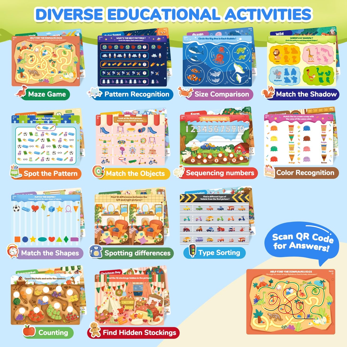 JoyCat Seek & Find Game Books - Preschool Learning Activity for Toddlers & Kids Ages 3-5, Travel Activities Toys for Road Trip Car Airplane, Busy Book Birthday Gifts for Girls and Boys Ages 4-8