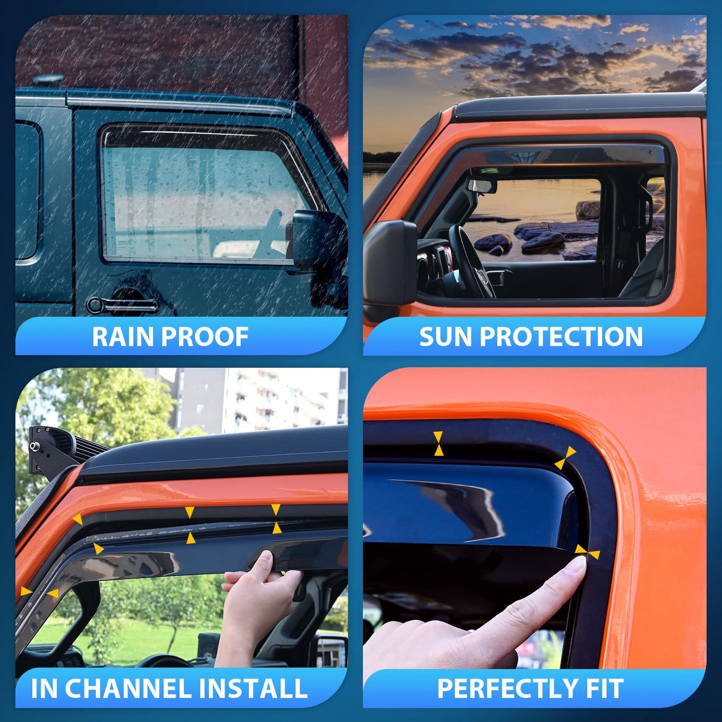 Nilight Window Visor Compatible with Jeep Wrangler JL/Gladiator 2018 2019 2020 2021 2022 2023 2024 2025 2026 Vent Window Deflectors,Rain Guards Acrylic-4pcs