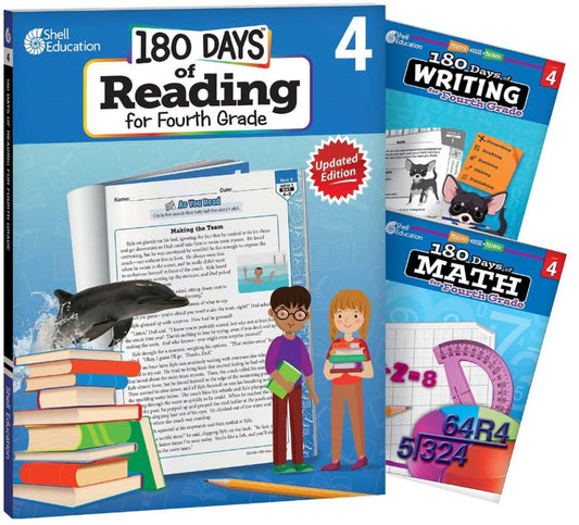 180 Days™: Includes Reading 2nd Edition, Writing, and Math for 4th Grade Practice Workbook for Classroom and Home, Cool and Fun Practice Created by Teachers (180 Days of Practice)
