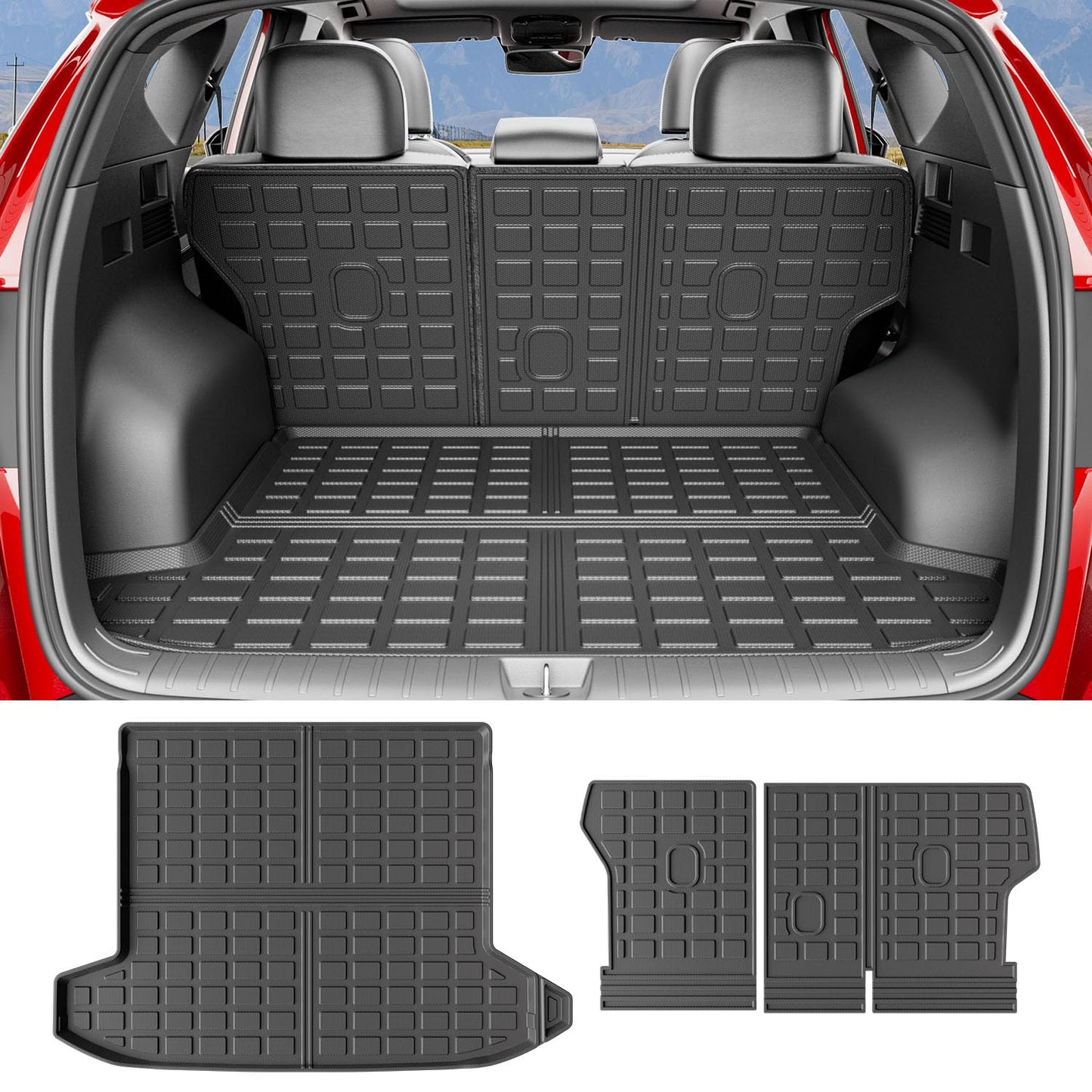 Xipoo Cargo Liner Compatible with 2022-2026 Tucson Cargo Liner Backrest Mat TPE Back Seat Protector Replacement for 2022 2023 2024 2025 2026 Tucson Accessories (Rear Trunk Mat+Rear Backrest Mat)
