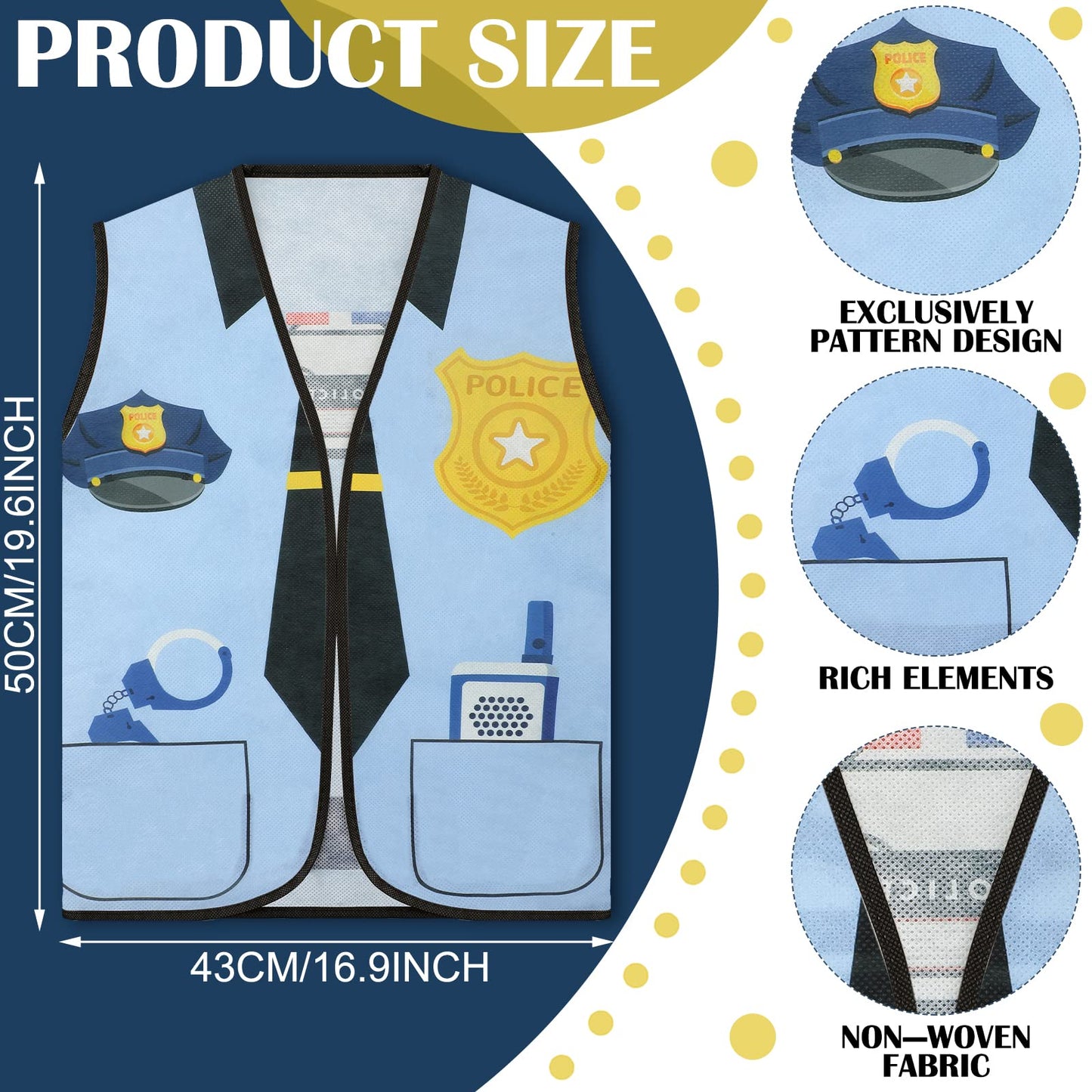 12 Pcs Kids Community Helpers Dress Vest Career Cosplay Cloth Costumes Occupation Costume Toddler Dress Clothes for Kids Dramatic Play Toys for Preschool