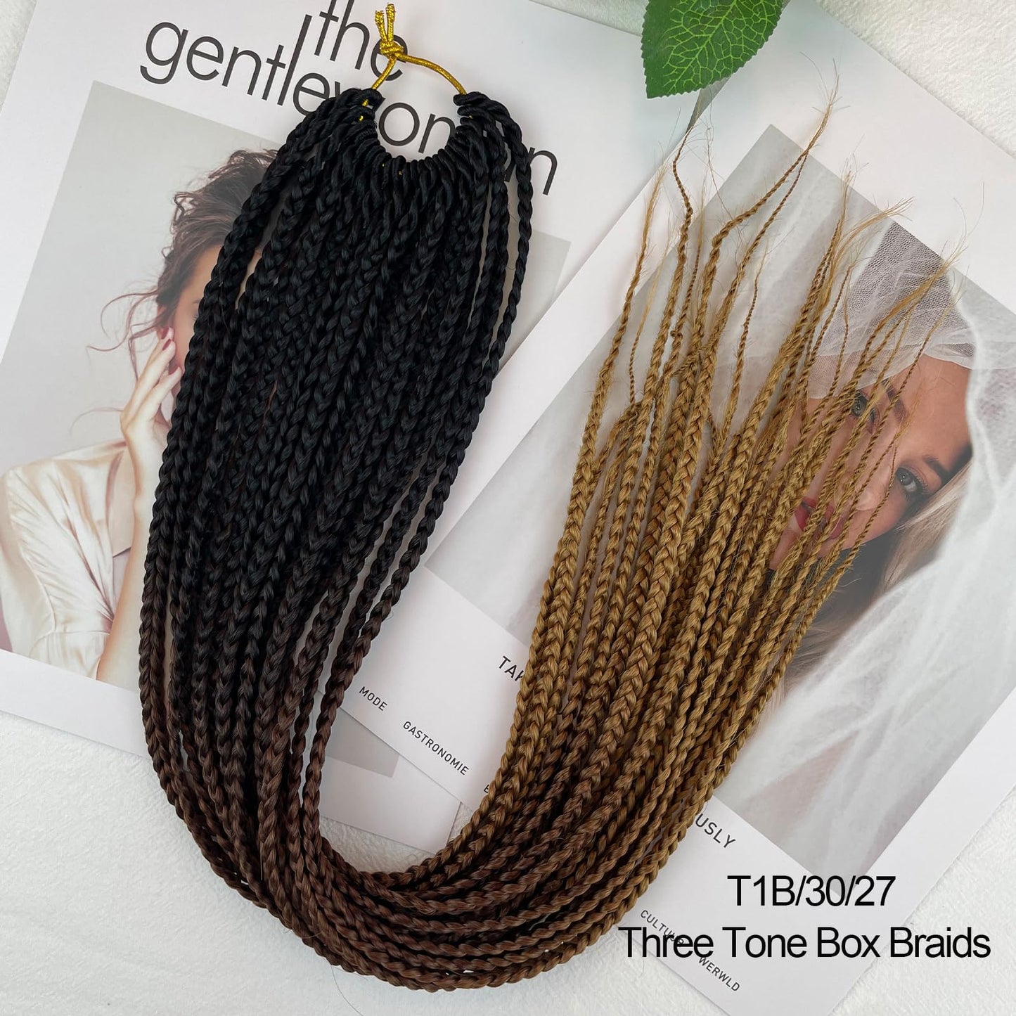 Small Crochet Box Braids 20 Inch 1B/30/27 Ombre Box Braids Crochet Hair Pre Looped Three Tone 1/4 Inch Wide Micro Crochet Braids Hair for Black Women (20 inch box braids 6 packs, T1B/30/27)