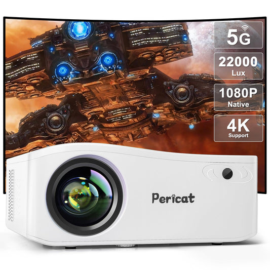 5G WiFi Bluetooth Projector, Native 1080P Outdoor Movie Projector with 300" Display, 380ANSI Home Theater Video Projector 4K Supported, LED Video Projector Compatible with TV Stick, Phone/PC