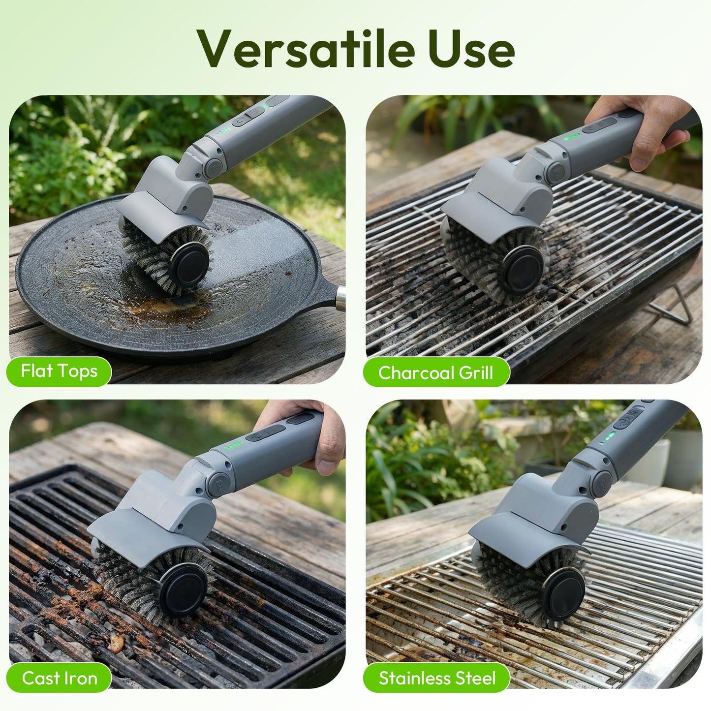 Reindeer Tools 2026 Upgraded Electric Grill Brush, Stainless Steel BBQ Cleaner, 410 RPM High Torque Power Scrubber, 90-Min Runtime, Hot Grill Safe for Gas, Charcoal & Cast Iron Grates