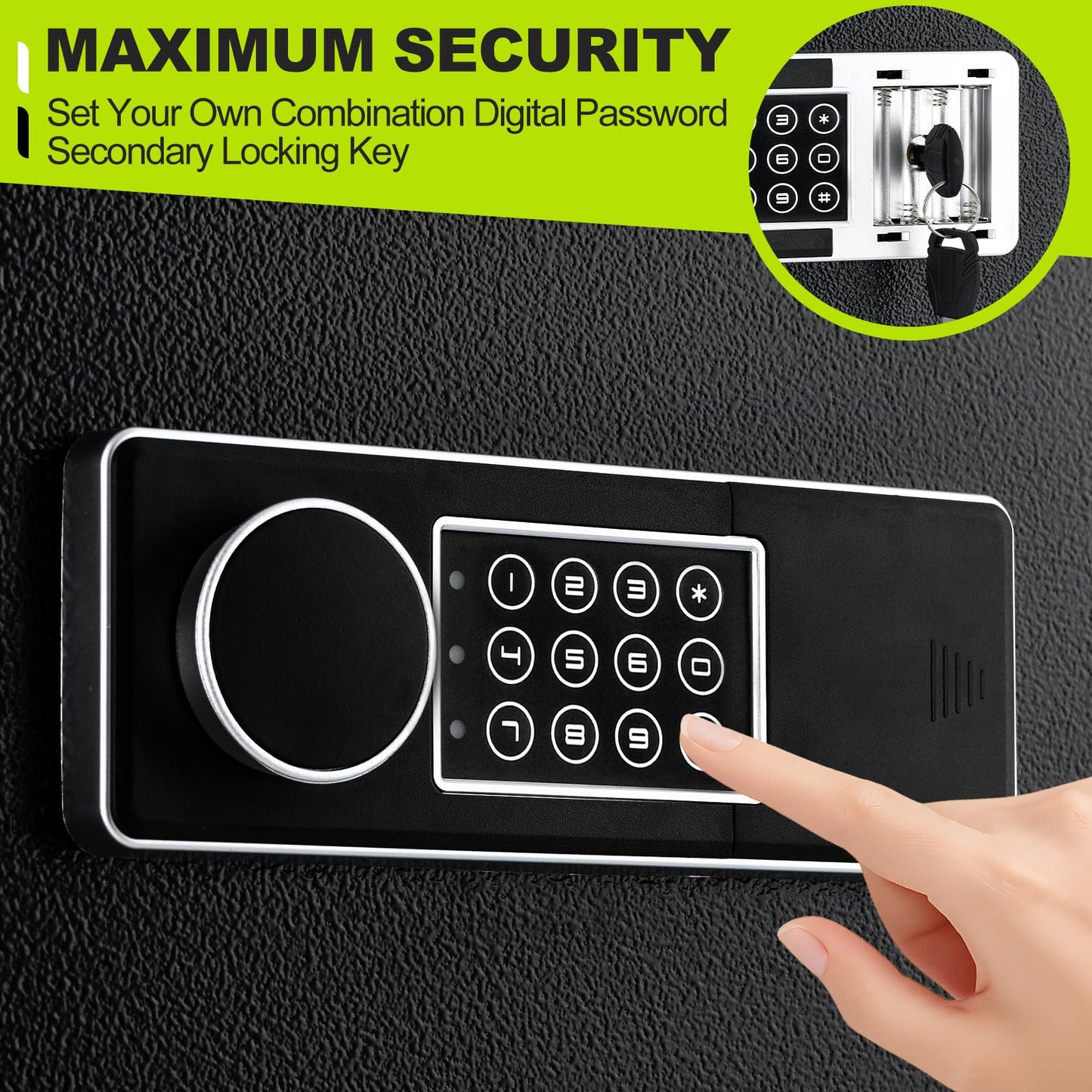 KPASAFE 1.3 Cu Ft Small Safe Box for Home, Digital Keypad Security Safe with Fireproof Document Bag, Spare Keys, Alarm, Silent Mode, Bolt-Down Design for Cash, Jewelry, Passport