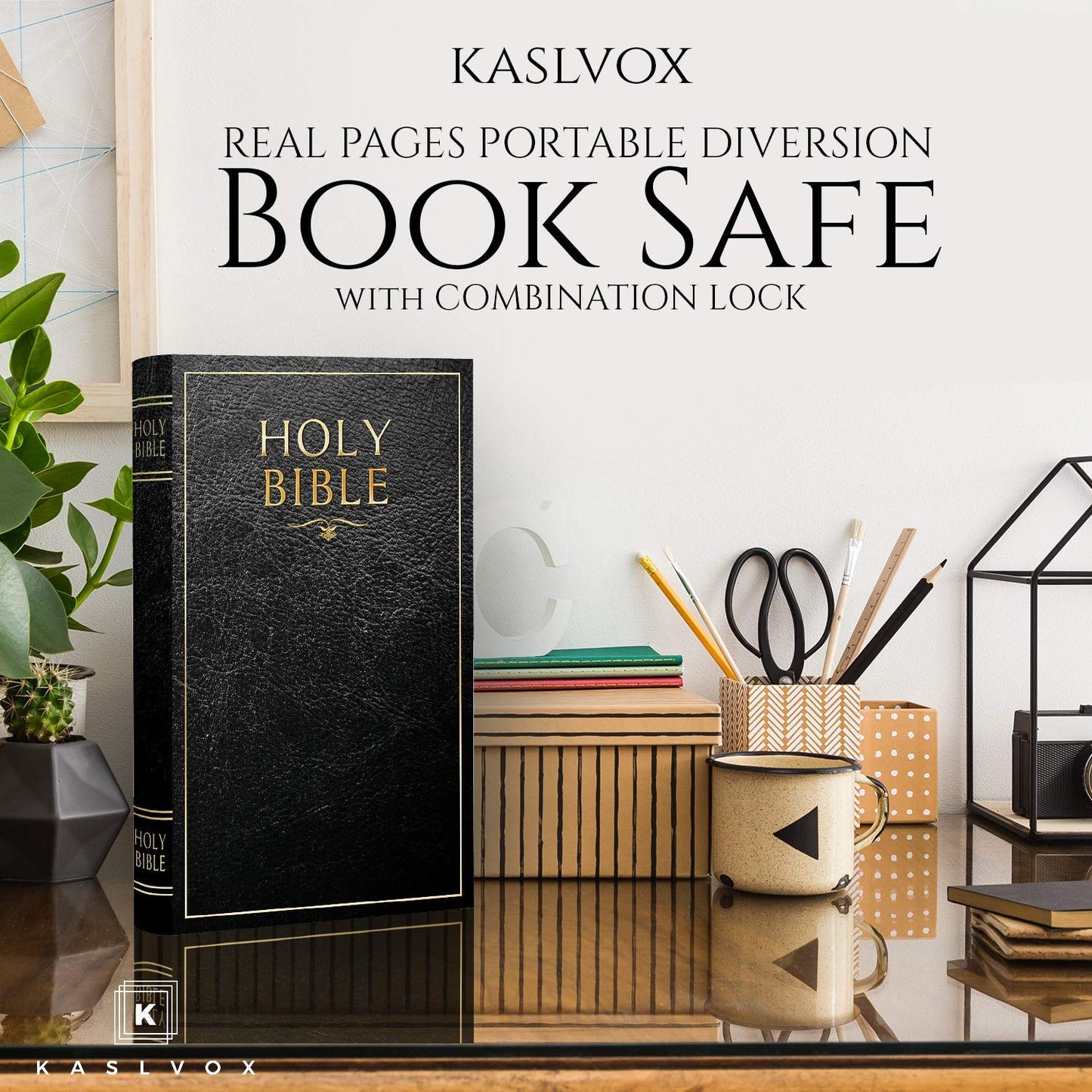 Hidden Safe Book Safe with Combination Lock - Diversion Safe, Secret Storage, Fake Book Box, Small Safe Box for Cash and Money - Book Safe Lock Box - Hidden Safes in Plain Sight (Bible) (X-Large)
