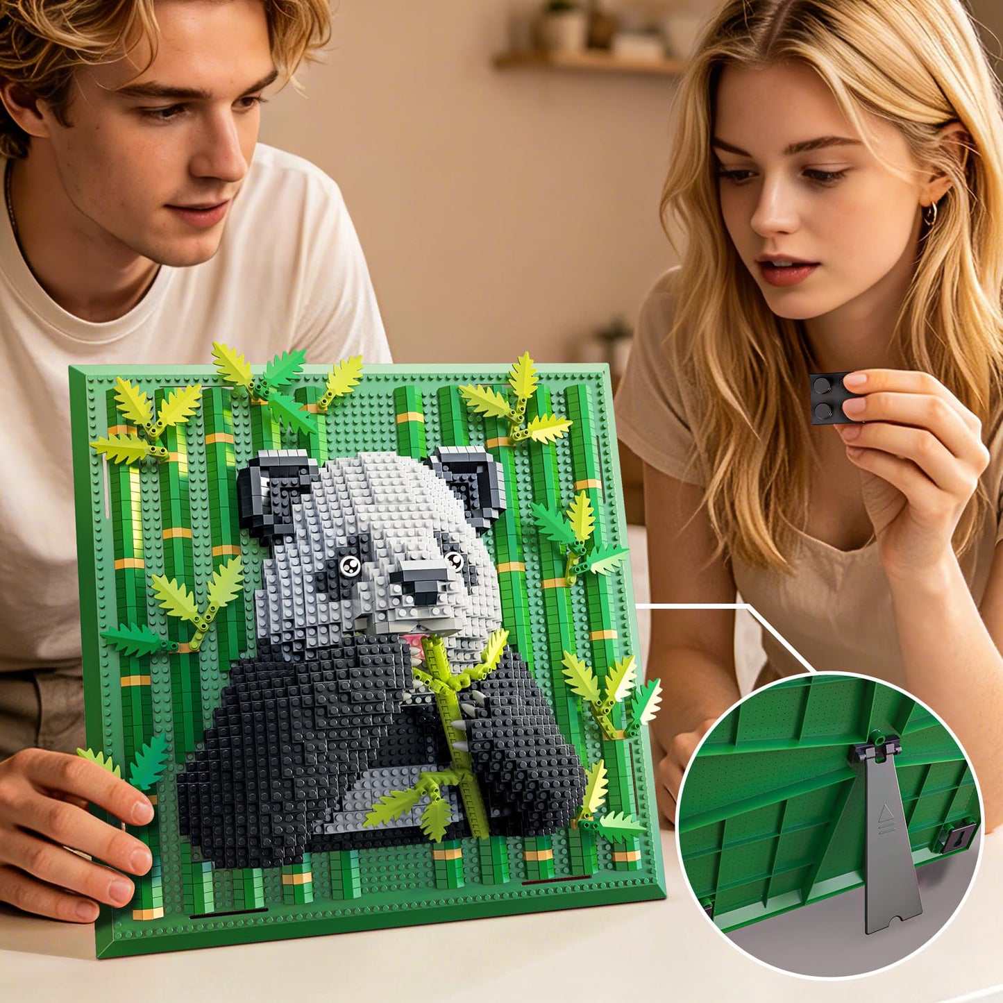GHQYTPR Panda Animal 3D Wall Art Micro Mini Building Block Set 1142 Pcs Framed Bamboo Bear Model Kit for Adults & Teens Creative Desktop Decor & Wall Hanging Display Gift