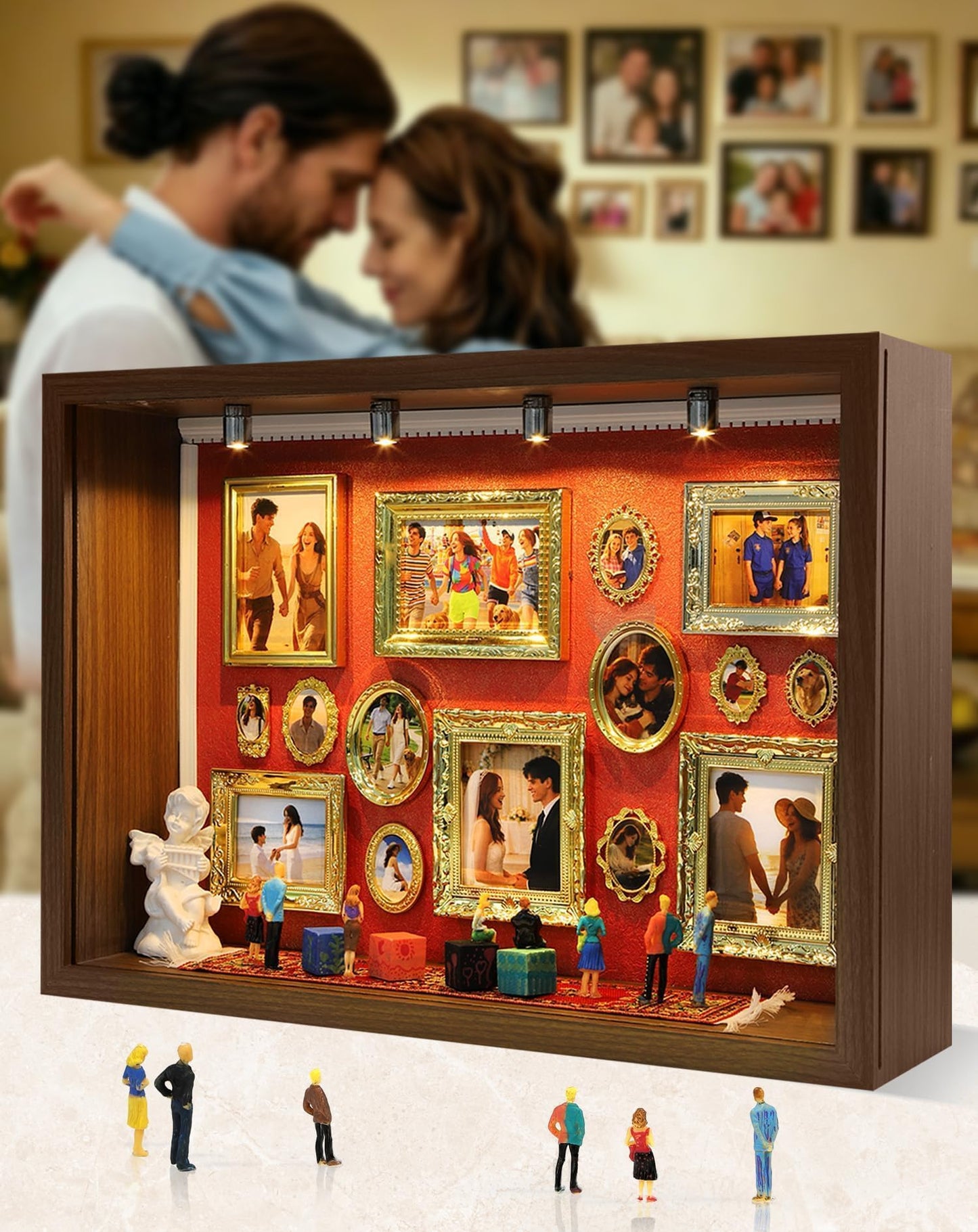 Microland Mini Museum Memory Box Small Picture Frame Shadow Box, Romantic for Her, Warm Pet Memorial Gifts, Personalized Present for Wedding, Birthday, Mother, Graduation, Christmas