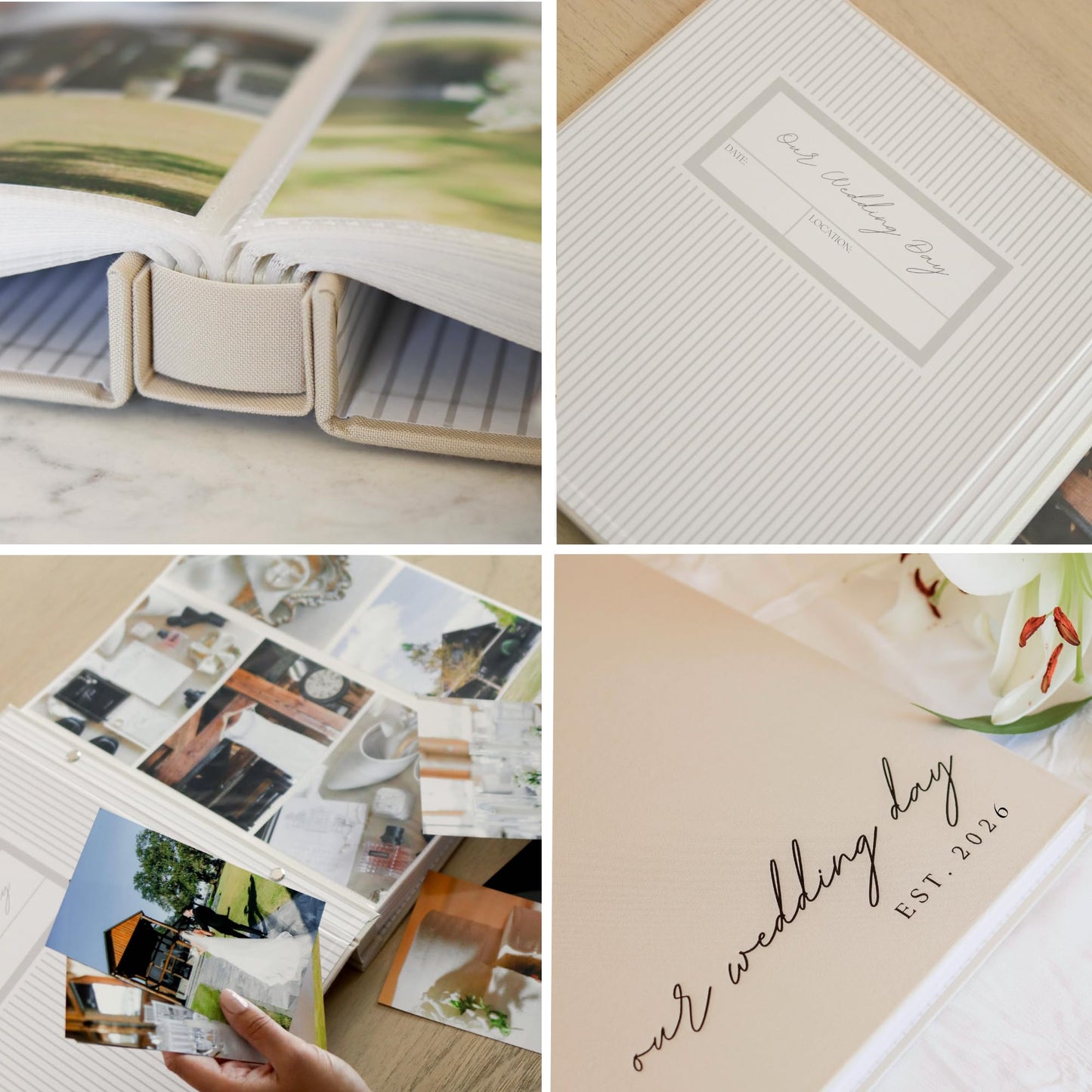 Wedding Photo Album 4x6 Pictures & Custom 2026 Year - Large Picture Scrapbook with 400 Pockets for Horizontal & Vertical Photos - Linen Photo Album Book for Personalized Wedding Day Memory Keepsake