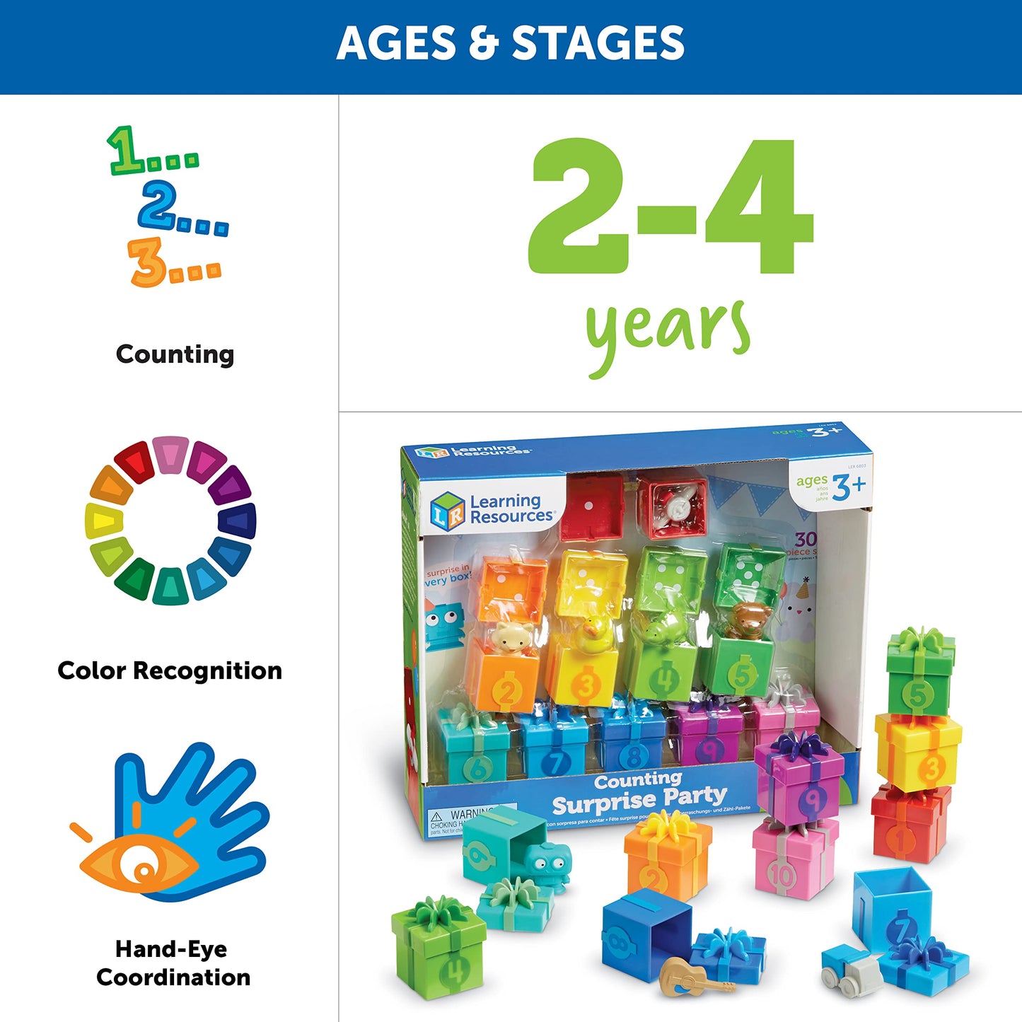 Learning Resources LER6803 Counting Surprise Party, Fine Motor, Counting & Sorting Toy, Ages 3+