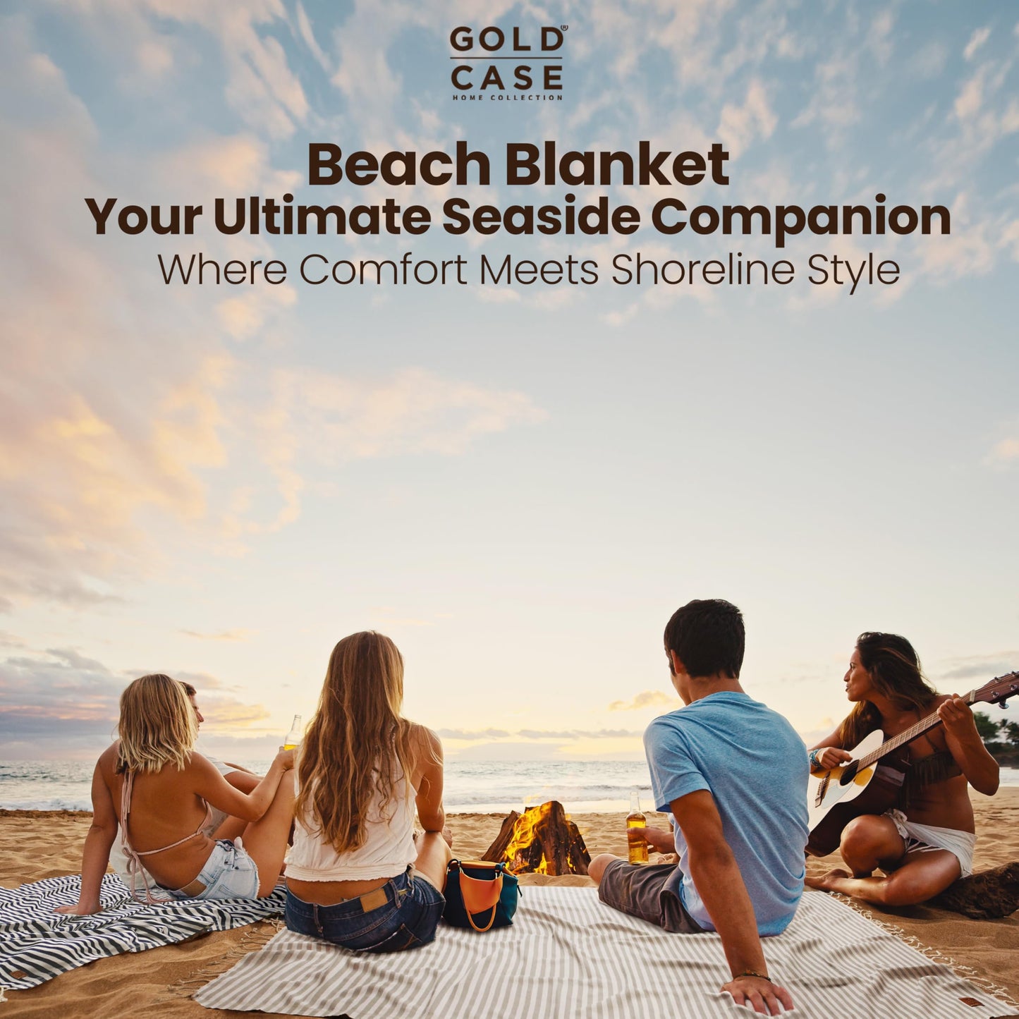 Gold CASE Turkish Beach Towel Set of 5 – 100% Cotton Large Turkish Bath Towels 71 x 40'' – MYRA Oversized, Quick Dry & Sand Free Towels – Lightweight Peshtemal – Multicolor 1