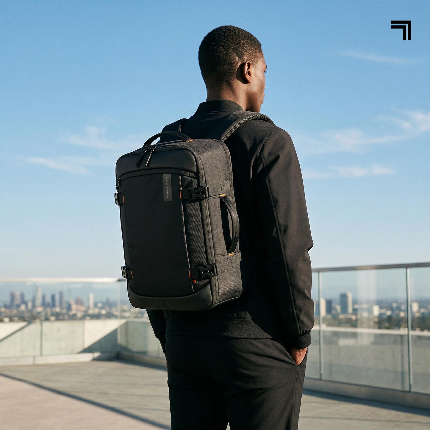 Sharper Image Travel Backpack for Men & Women 23L TSA Flight Approved Weekender Bag for Carry On Luggage, Fits 17” Laptop, Water Resistant Casual Daypack for Traveling, Black (Venture Collection)