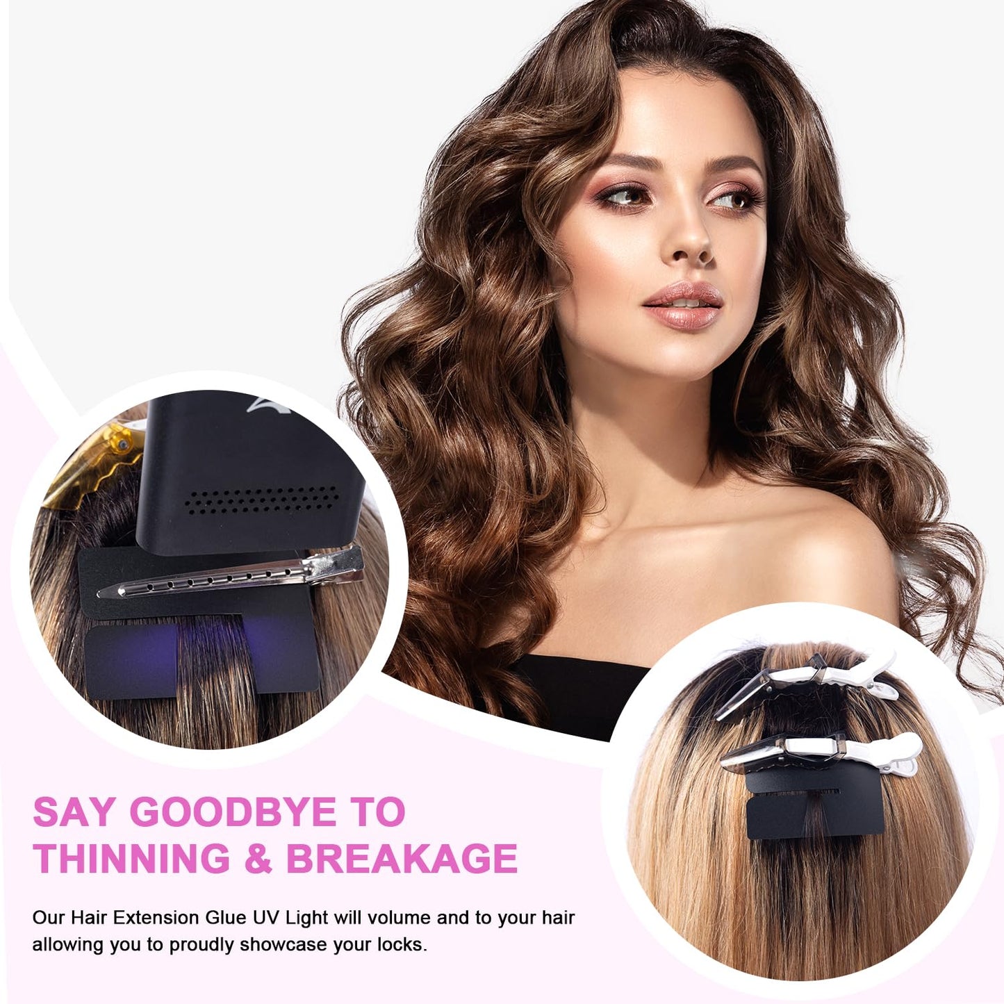 V Light Hair Extensions Kit, V Light Machine*1 v Light Hair Extensions Glue*1 Glue Remover *2 Hair Shield * 2 (Black Machine Set)