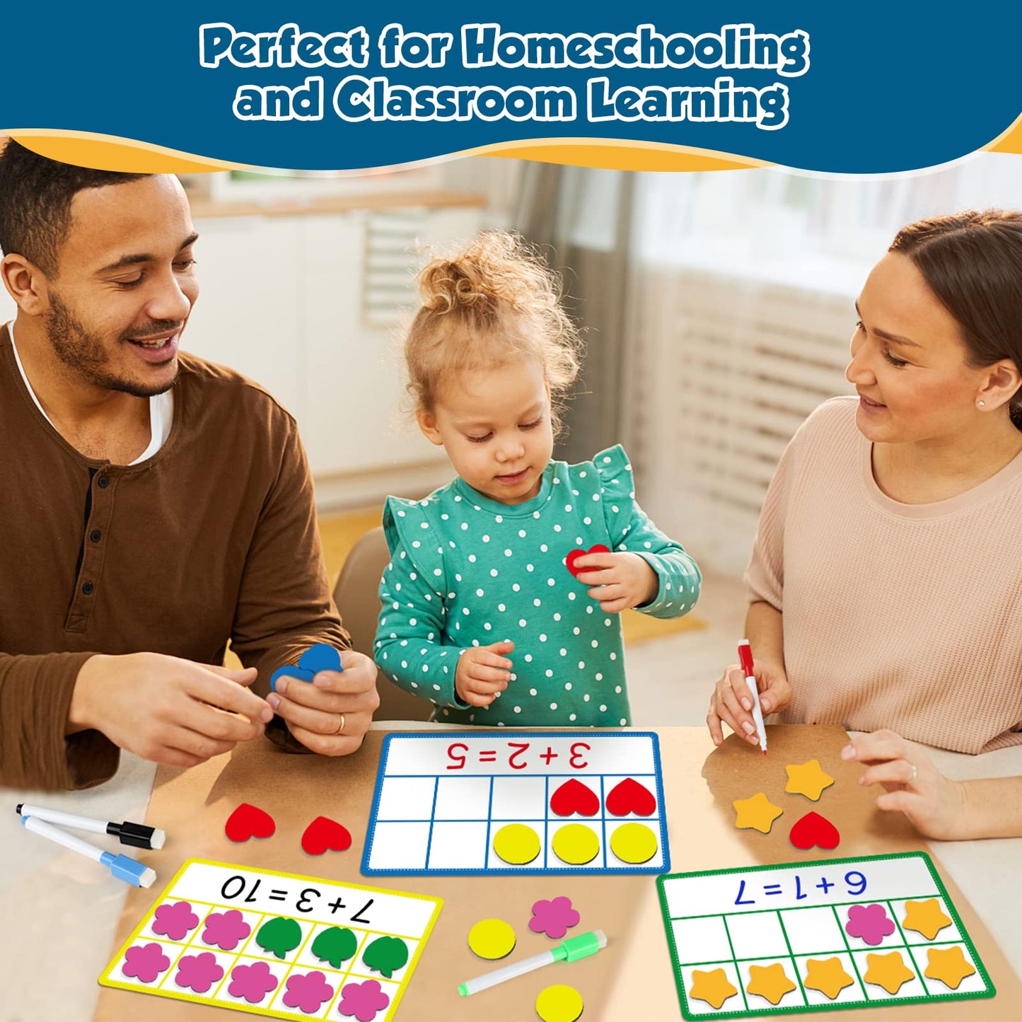 Torlam Magnetic Ten Frame Set, Math Games for Kids Math Manipulatives Elementary Kindergarten Preschool Classroom Must Haves, Math Counters Toddler Learning Toys Game for Homeschool Special Education