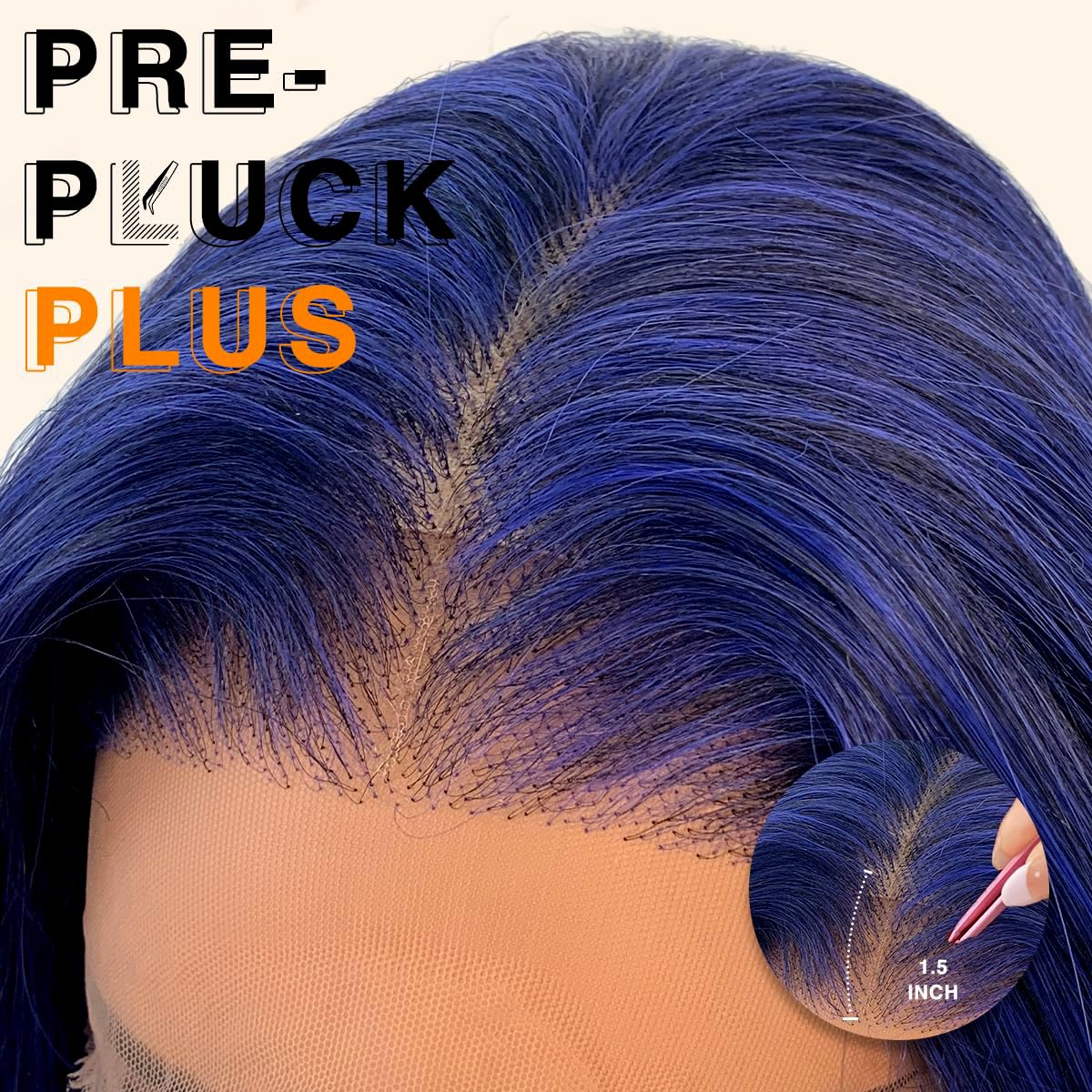 BlackSwern Dark Blue Wig 13x6 Synthetic Lace Front Wig,HD Lace Pre-Plucked Navy Blue Lace Frontal Wig,26inch Body Wave Wigs 200 Density,Pre-Plucked PLUS 1.5’’Hairline+ Flat Iron Relaxed Free Part