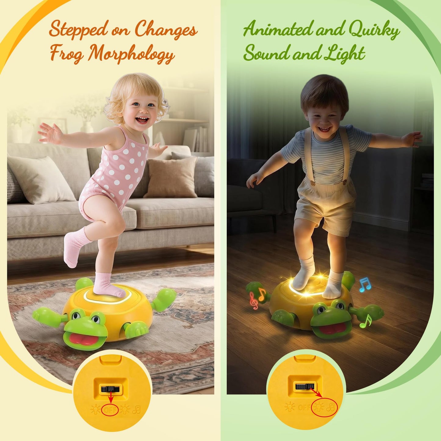 Frog Stepping Stones for Kids, 5pcs Non-Slip Toddler Balance Stepping Stones Toy, Interactive Balance Game with Light and Sound, Toddler Activity Toy Game Toys Indoor or Outdoor Play for Kids Aged 3+