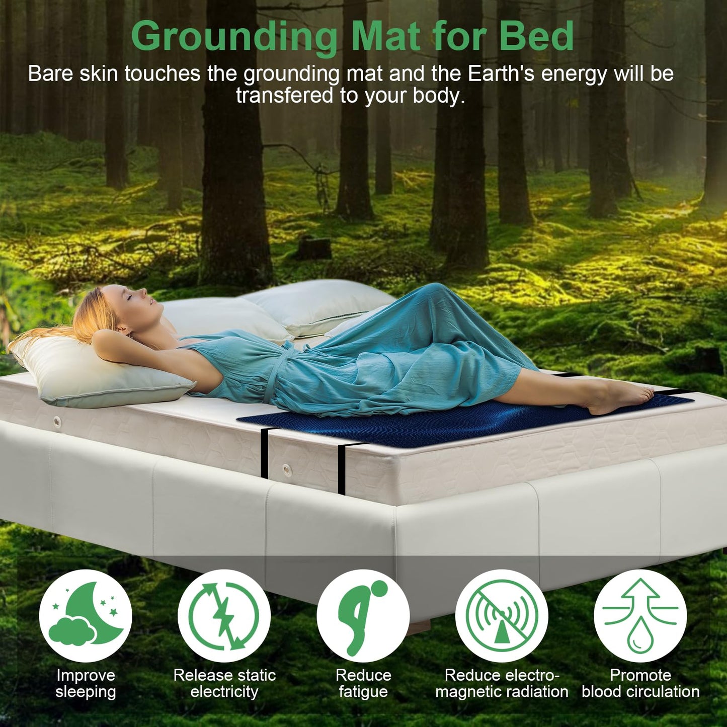 Knocoka Grounding Mat for Bed, Grounding Pad for Sleep, Grounding Mattress Pad with Cord (King XL, 54"x78")
